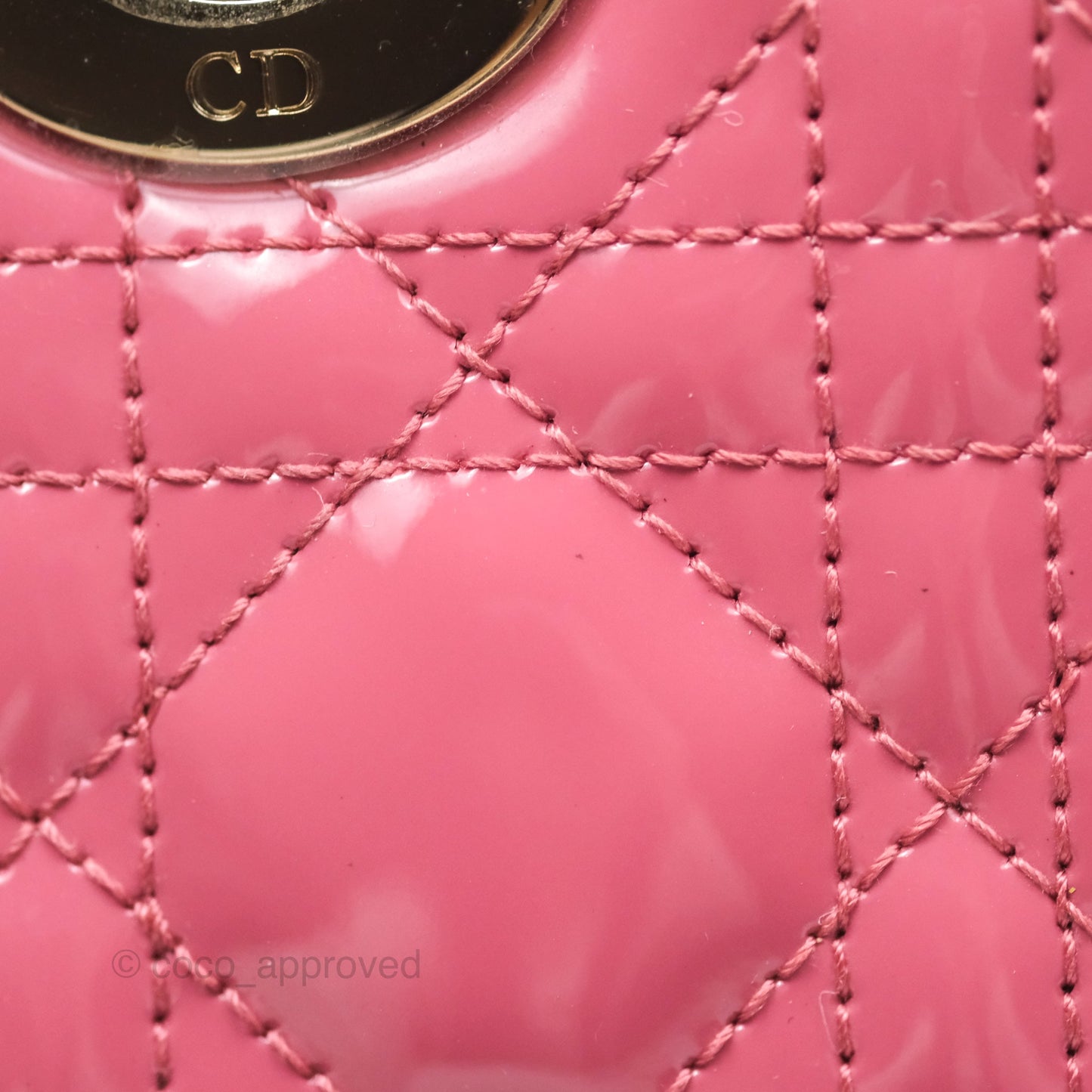 Christian Dior Mini Lady Dior Dusty Pink Patent Gold Hardware