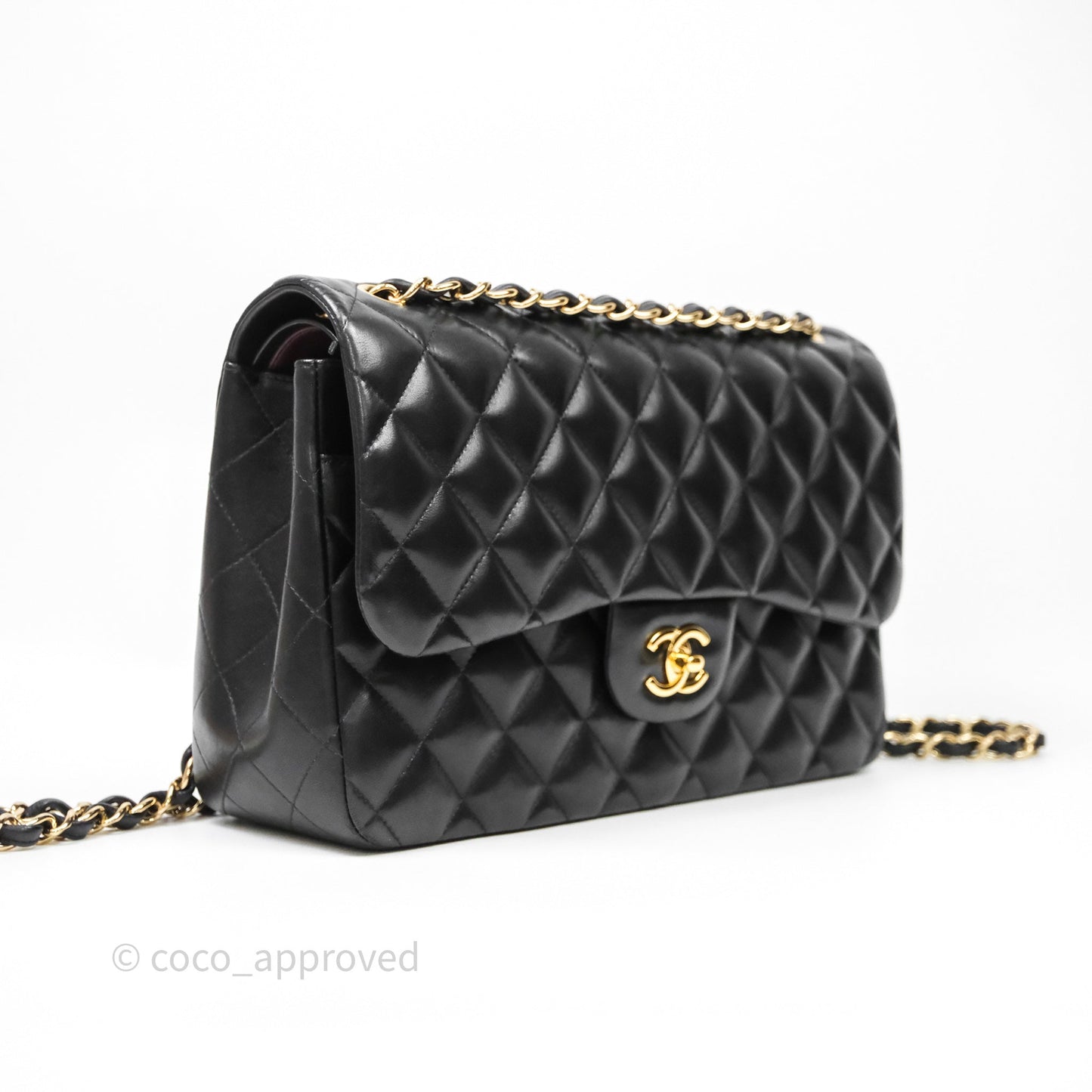 Chanel Classic Jumbo Double Flap Black Lambskin Bag Gold Hardware
