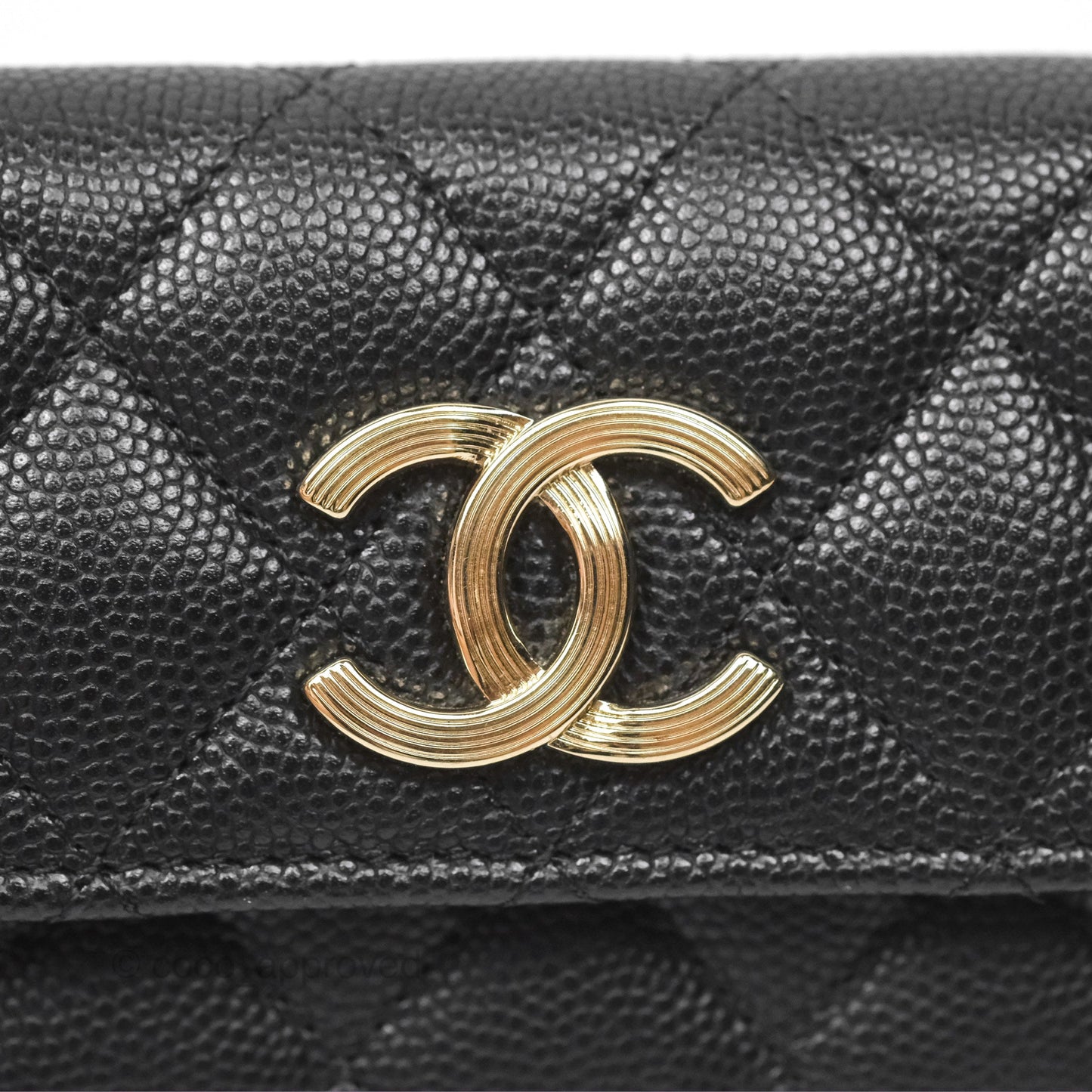 Chanel Flap Card Holder Black Caviar CC Gold Hardware