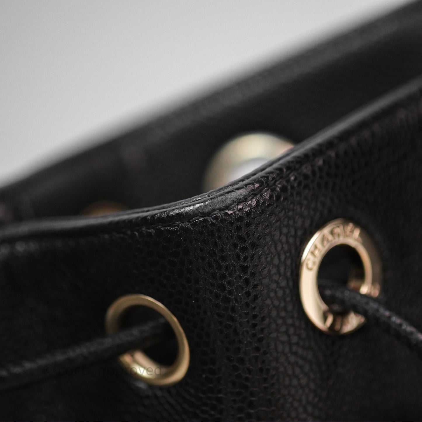 Chanel Business Affinity Drawstring Bucket Bag Black Caviar Gold Hardware