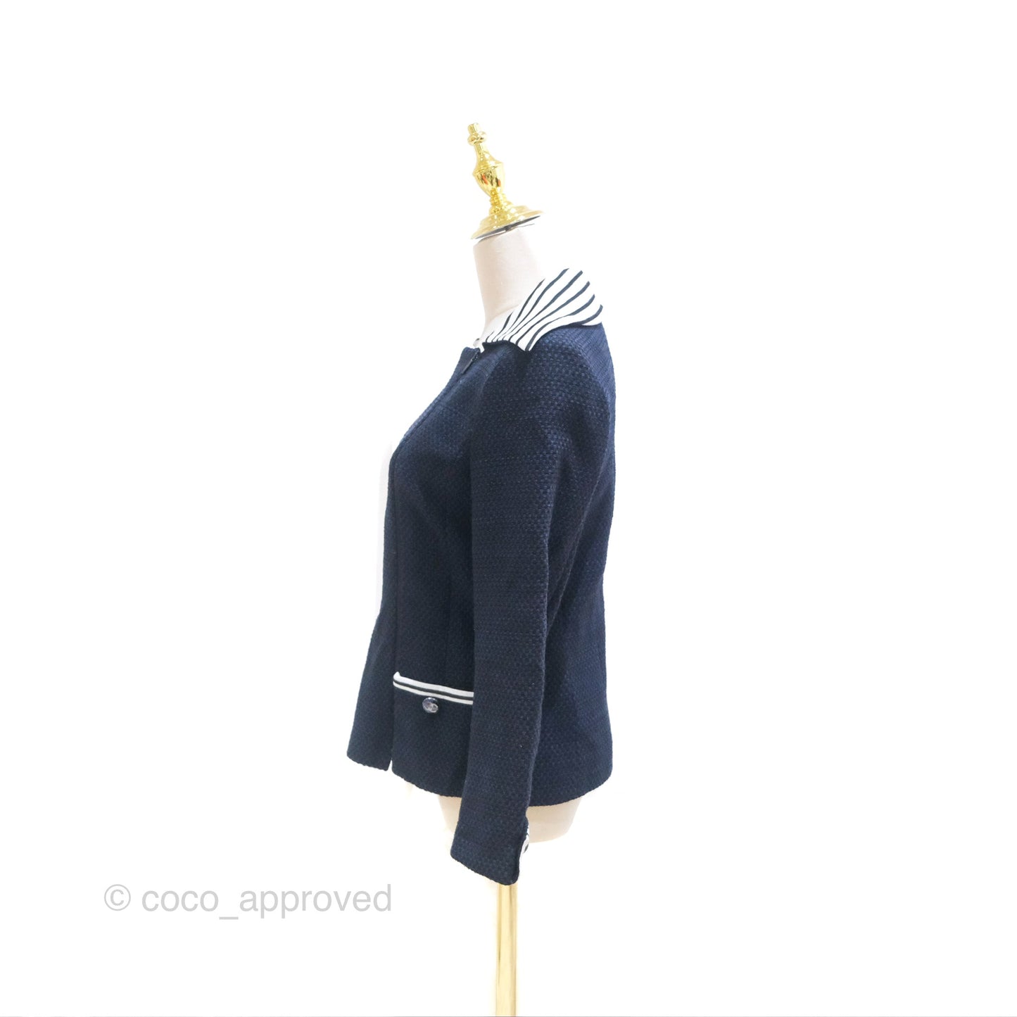 Chanel Double Zip Jacket Tweed Navy