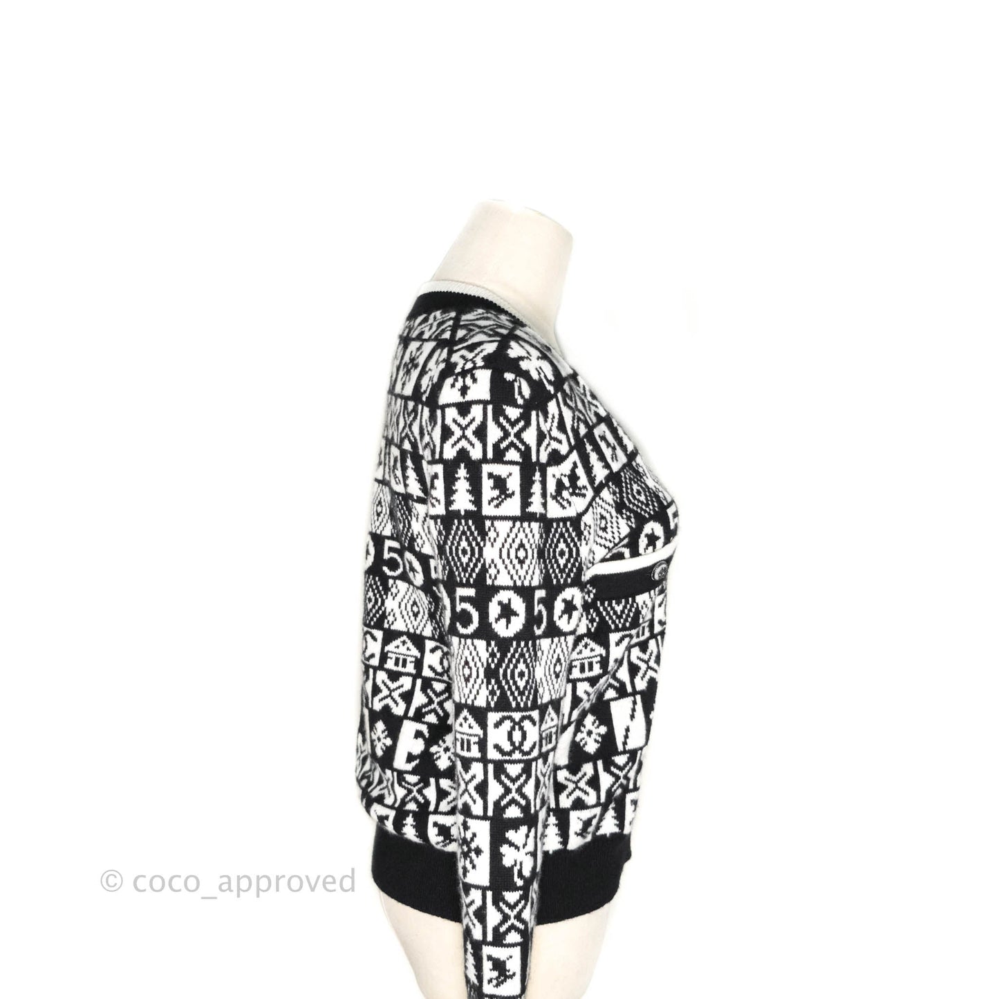 Chanel Black & White Cashmere Cardigan 19B
