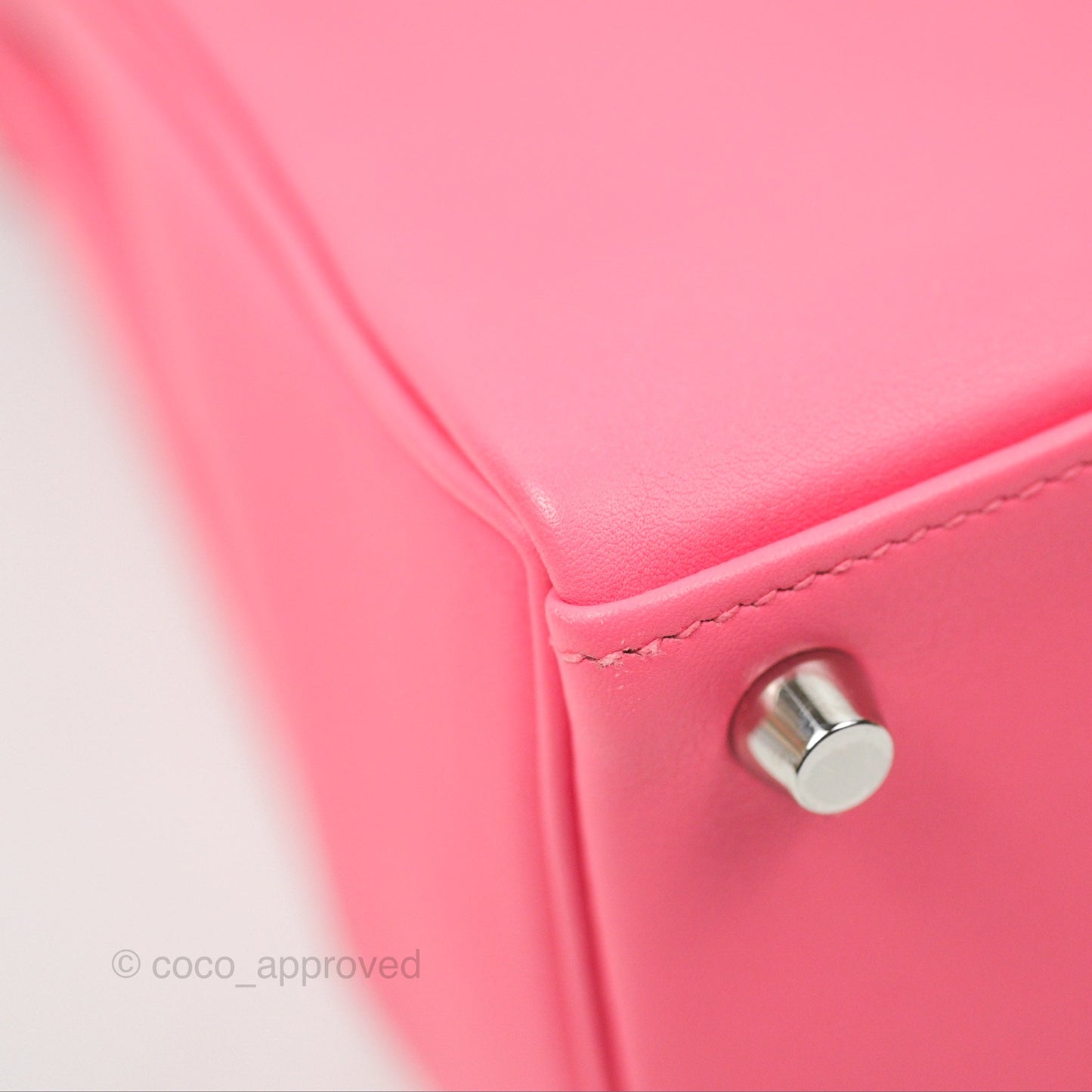 Hermès Retourne Kelly 25 Rose Azalee Swift Palladium Hardware