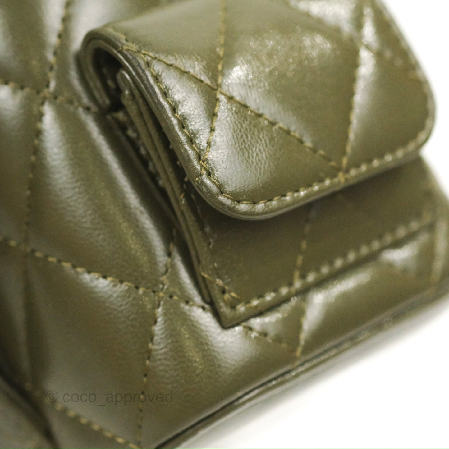 Chanel Cargo Pocket Top Handle Vanity with Chain Khaki Green Lambskin 22K