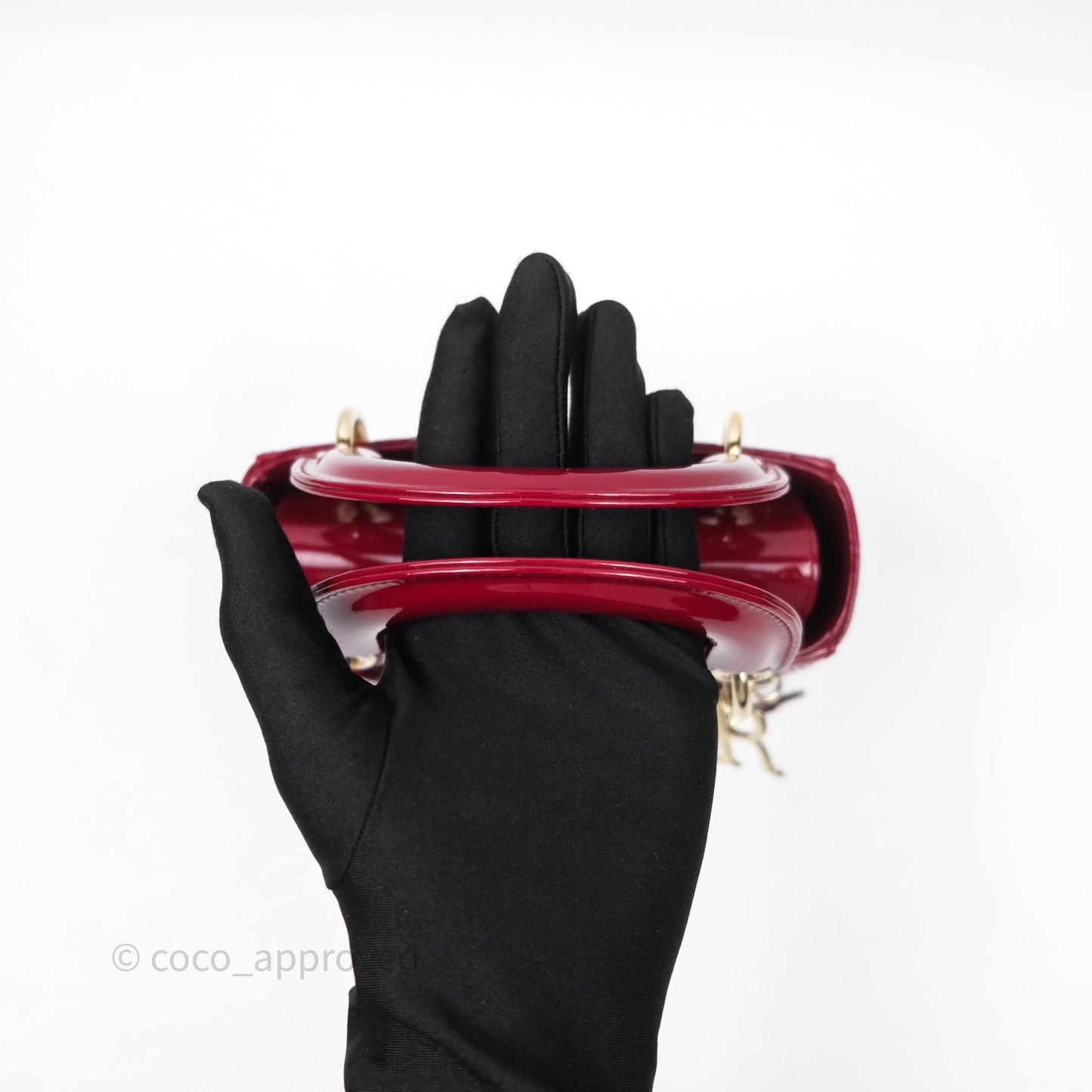 Christian Dior Mini Lady Dior Red Patent Cannage Gold Hardware