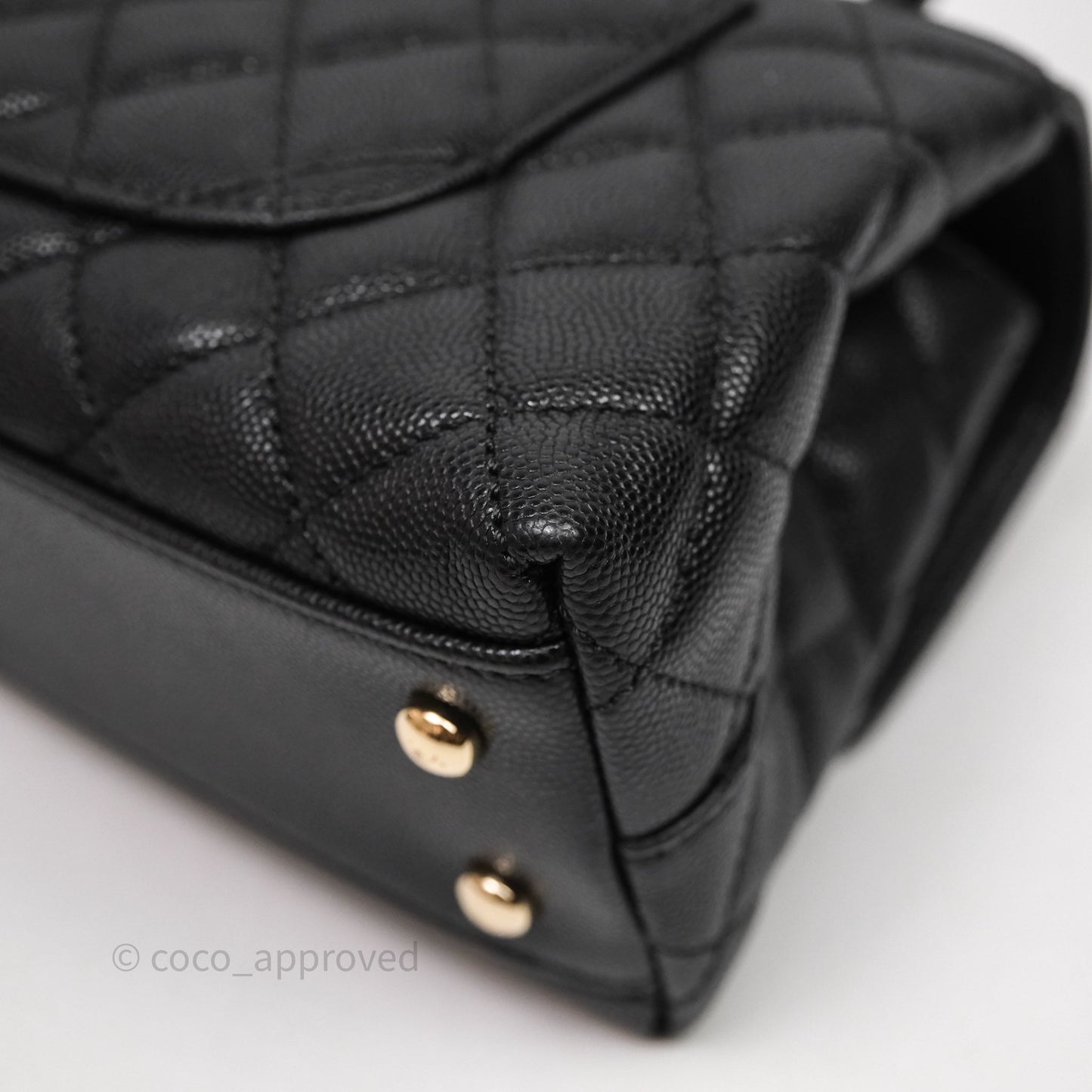 Chanel Small Coco Handle Black Caviar Light Gold Hardware