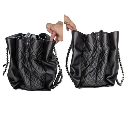 Luxury Chanel Accordion Shopping Lambskin Medium Tote