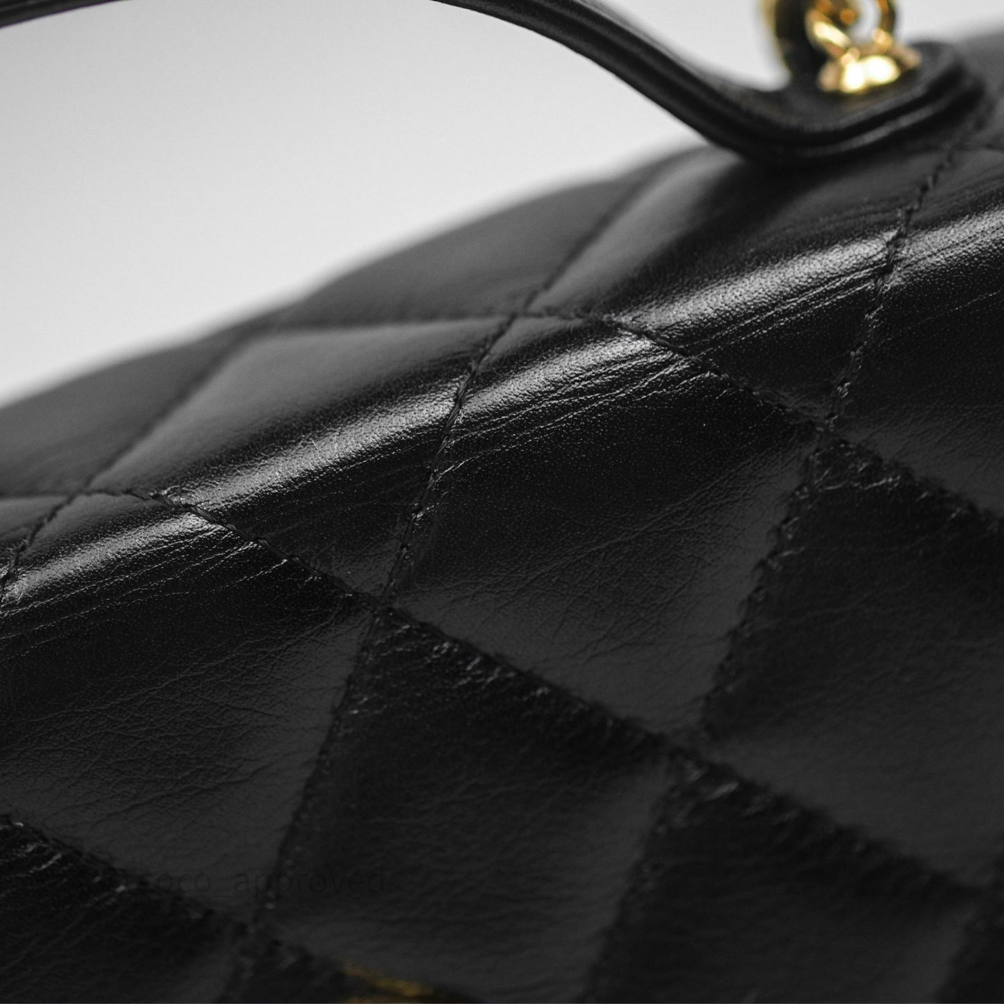 Chanel Quilted Phone Holder with Chain Black Shiny Calfskin Gold Hardware 23A