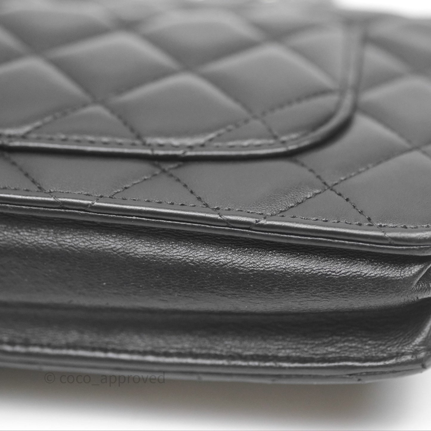 Chanel Quilted WOC Black Lambskin Silver Hardware