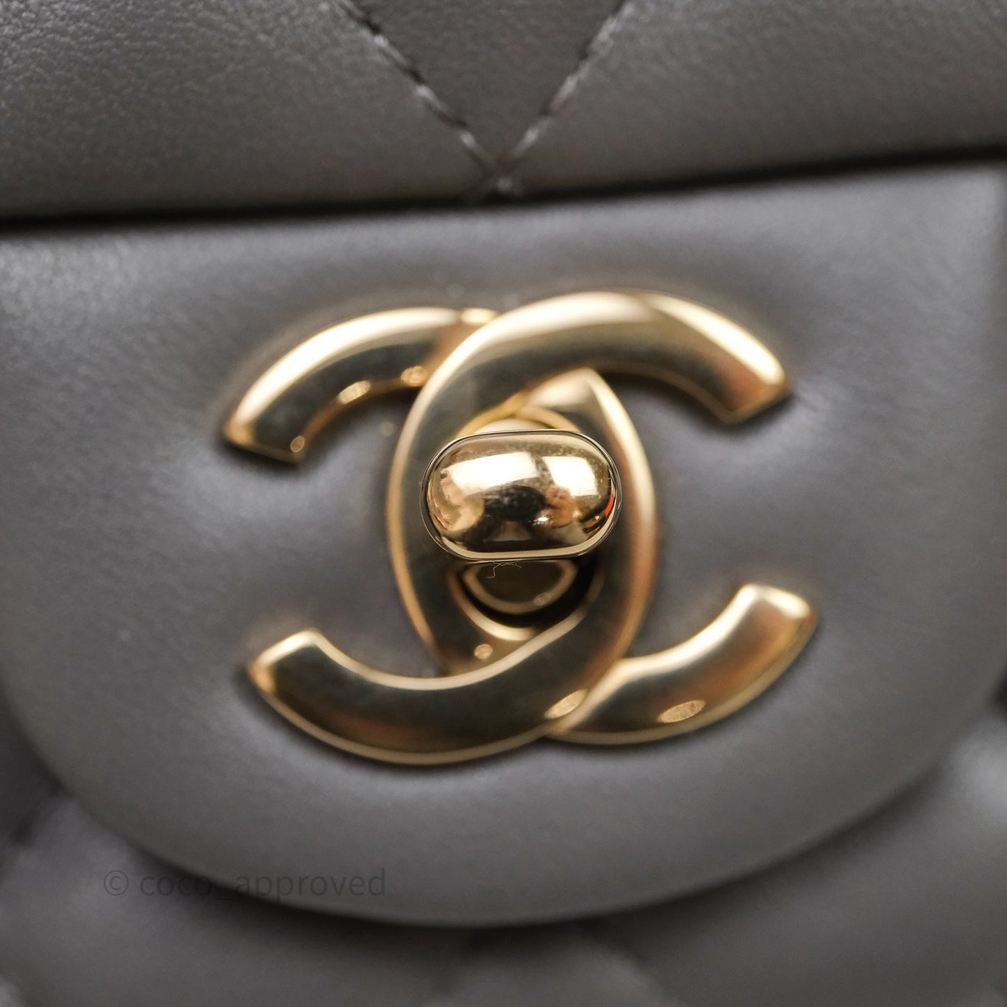 Chanel Mini Square Quilted Grey Lambskin Gold Hardware