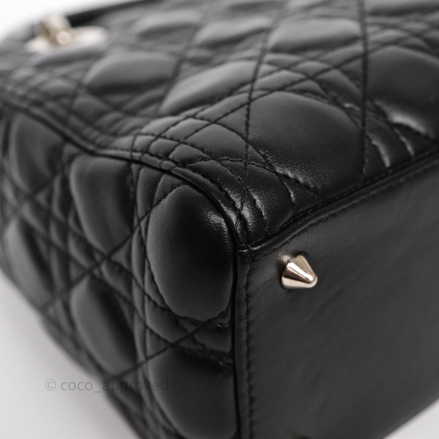 Christian Dior Medium Lady Dior Black Lambskin Silver Hardware