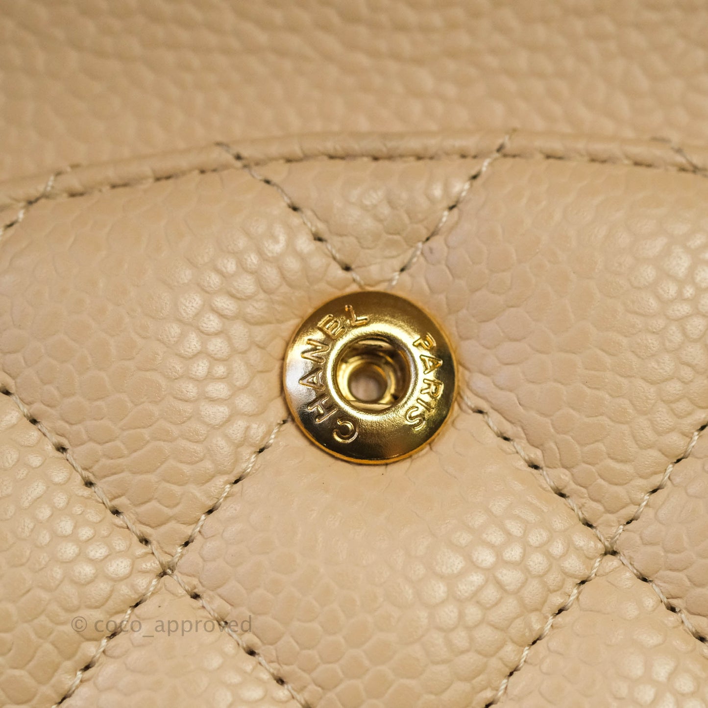 Chanel Classic M/L Medium Double Flap Beige Caviar Gold Hardware