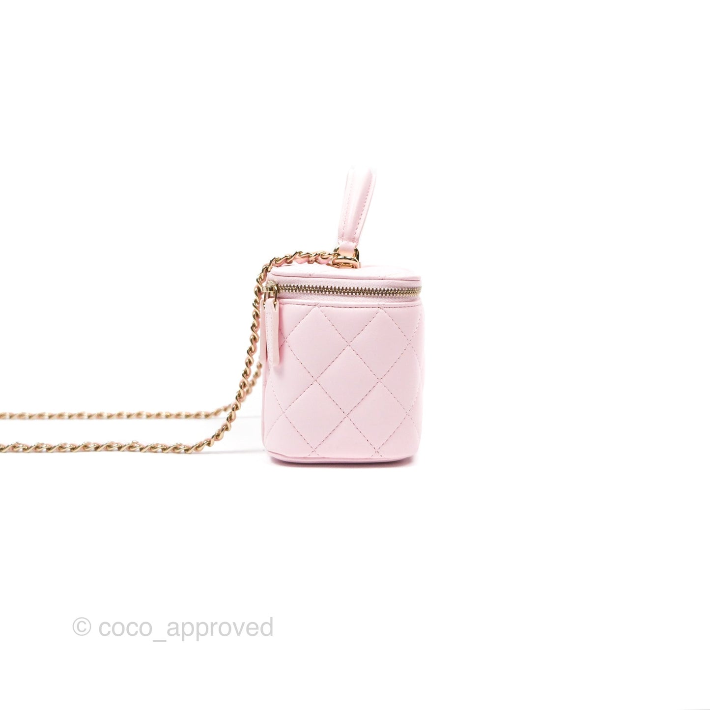 Chanel Vanity Rectangular Top Handle Pink Lambskin Gold Hardware