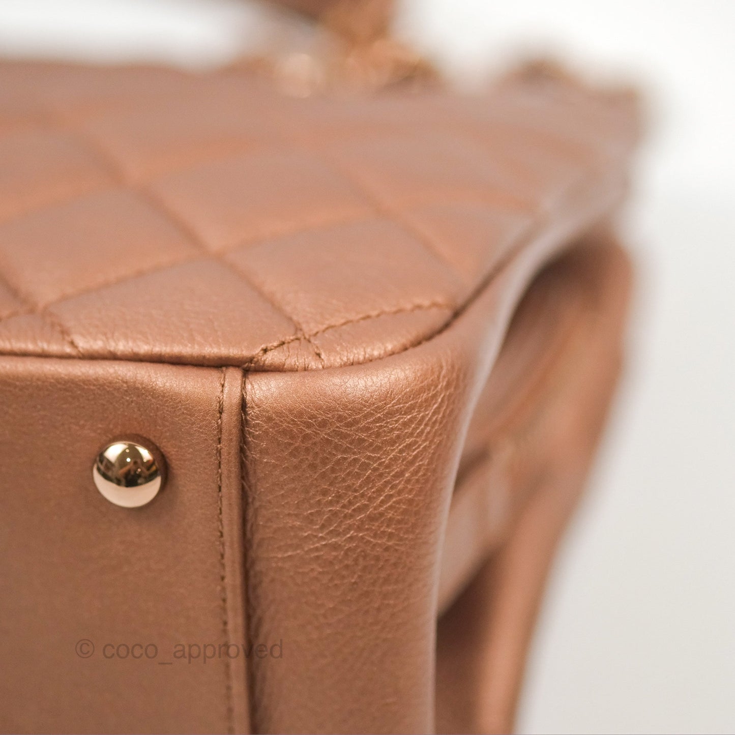 Chanel Quilted Small CC Eyelet Tote Copper Iridescent Goatskin Rose Gold