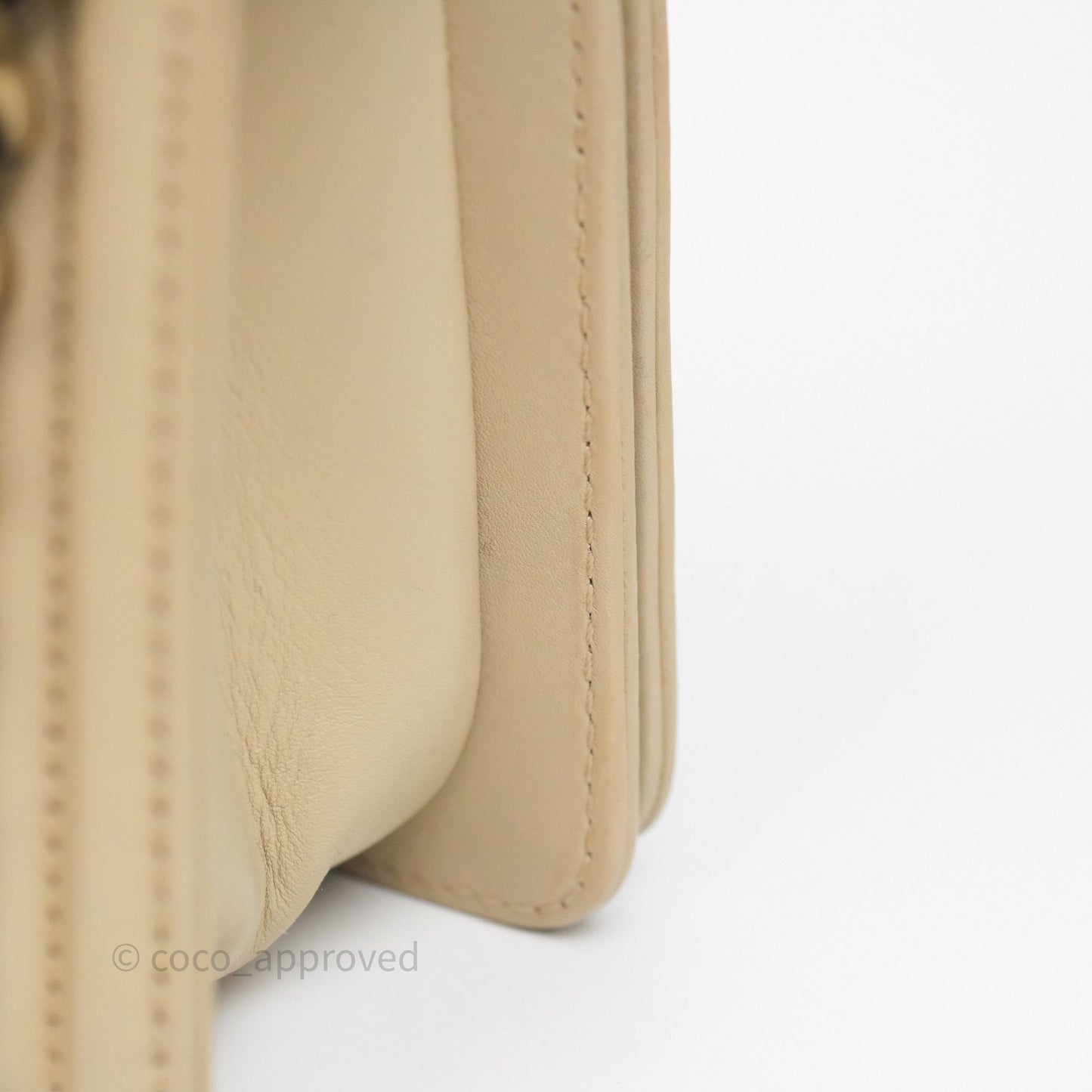 Chanel Small Boy Stingray Beige Antique Gold Hardware