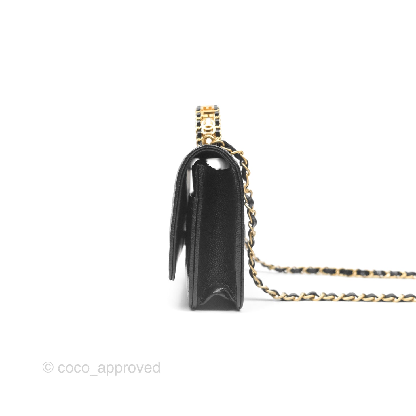 Chanel Top Handle Wallet On Chain WOC Black Caviar Gold Hardware 22S