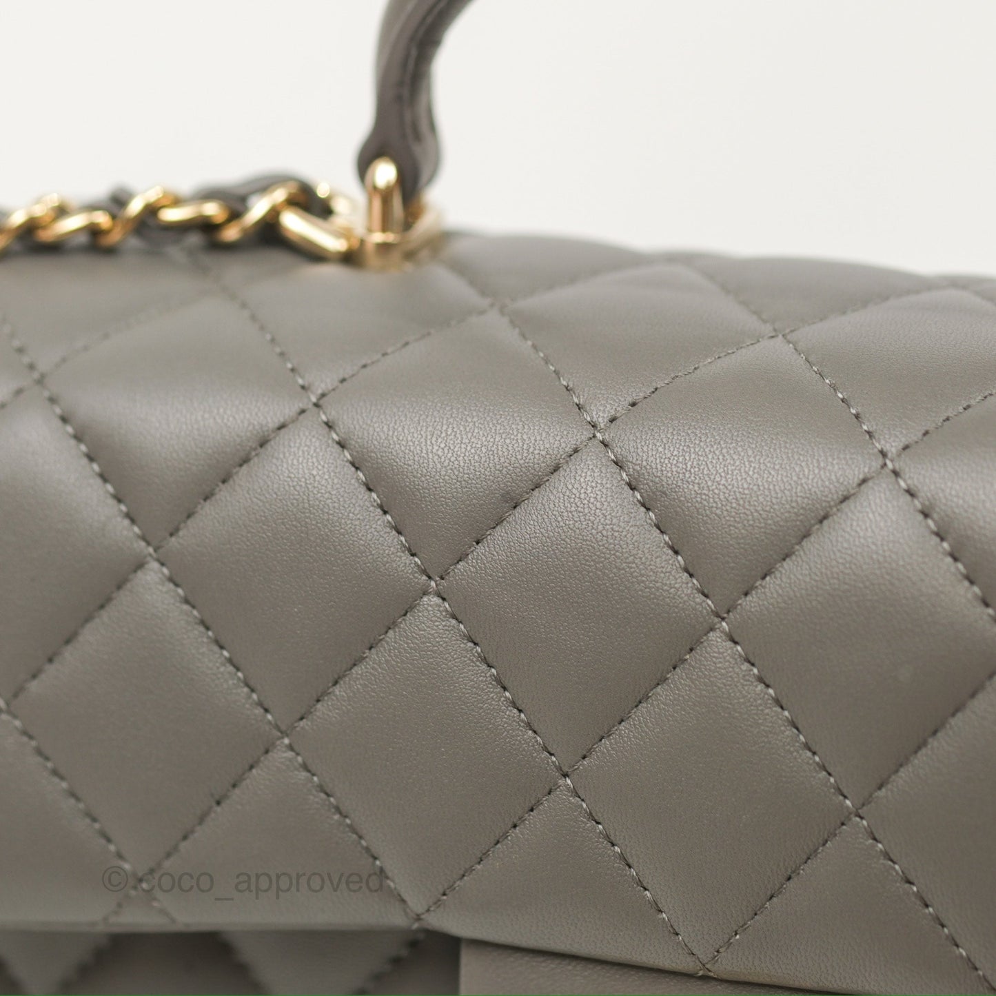 Chanel Top Handle Mini Rectangular Flap Bag Grey Lambskin Gold Hardware