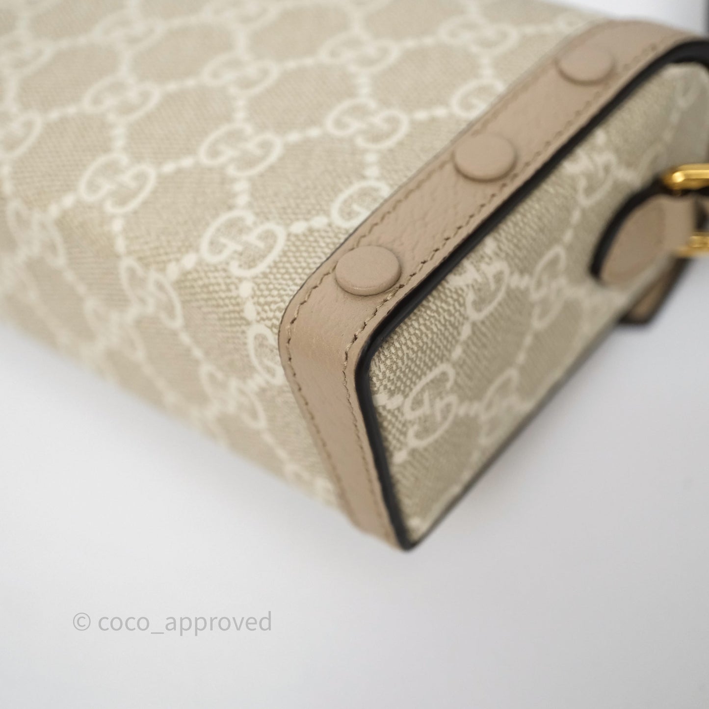 Gucci Horsebit 1955 Mini Bag Beige/ White GG Supreme Canvas Gold Hardware