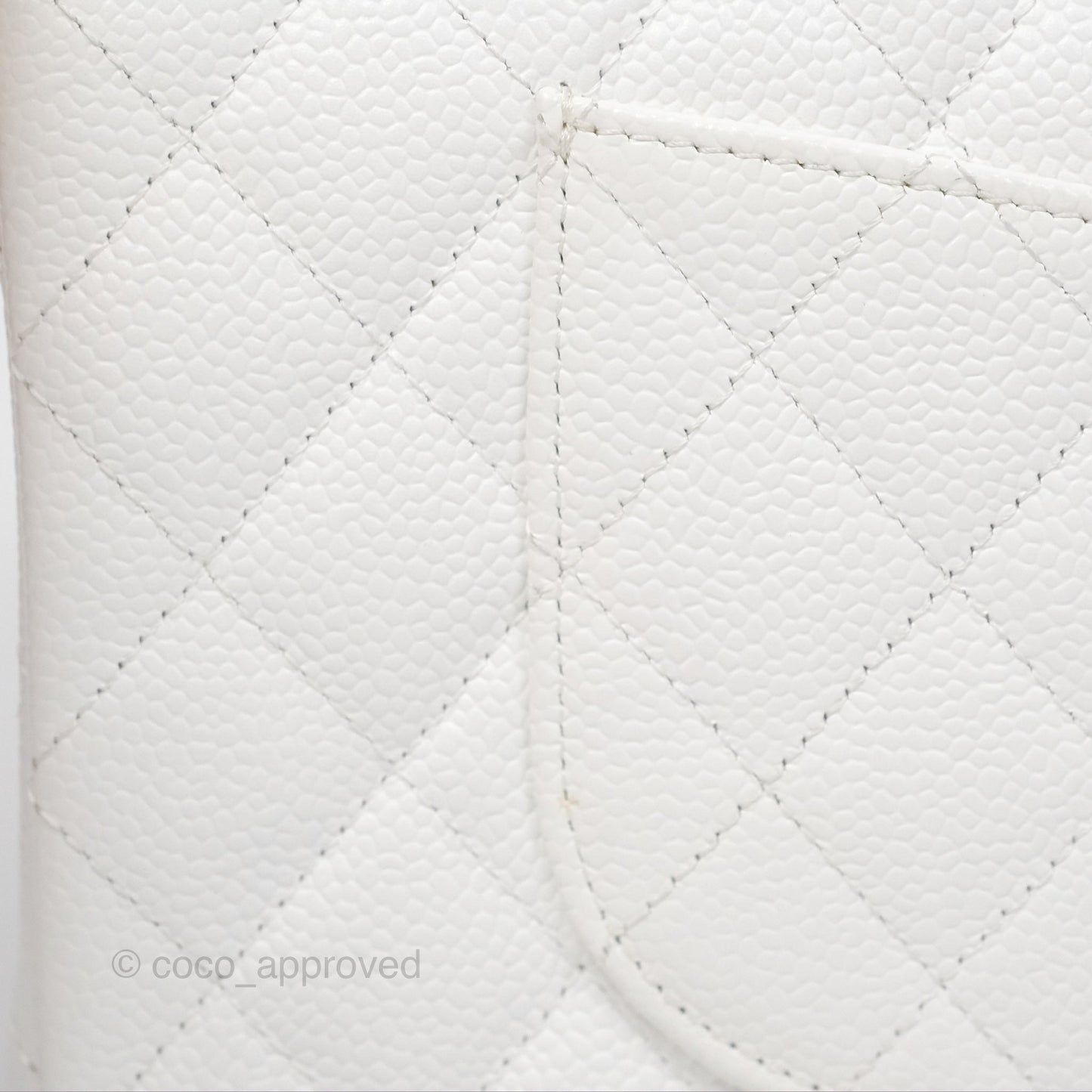 Chanel Classic M/L Medium Flap Quilted White Caviar Silver Hardware