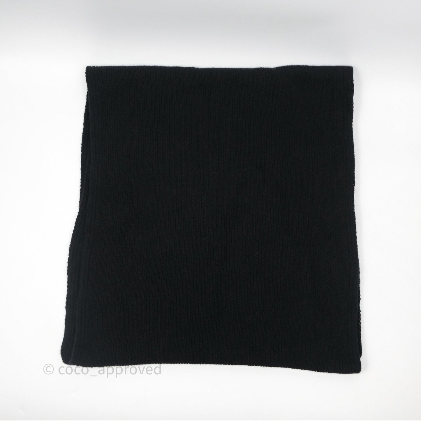Chanel Chain Logo Scarf Wool Cashmere Black