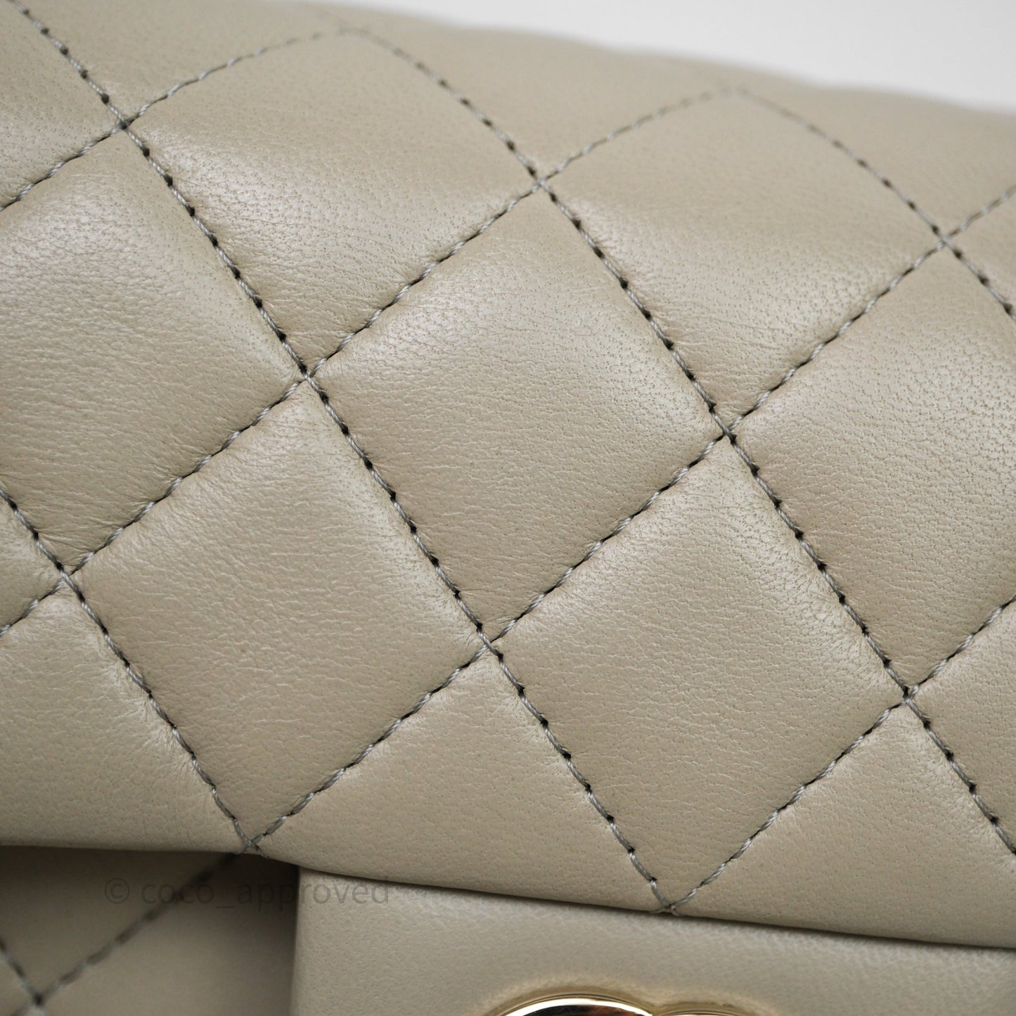 Chanel Mini Rectangular Flap Quilted Light Grey Lambskin Gold Hardware 22C