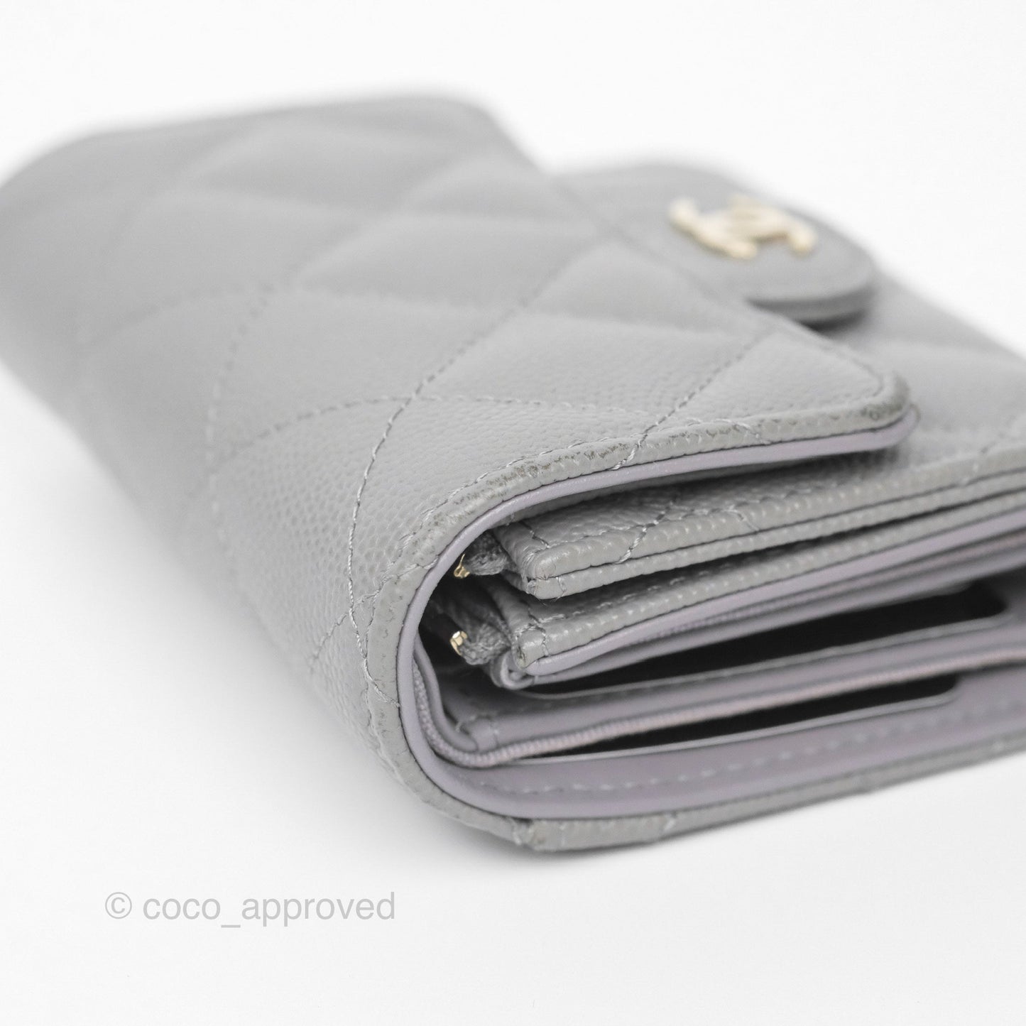Chanel Classic Short Flap Wallet Grey Caviar Gold Hardware