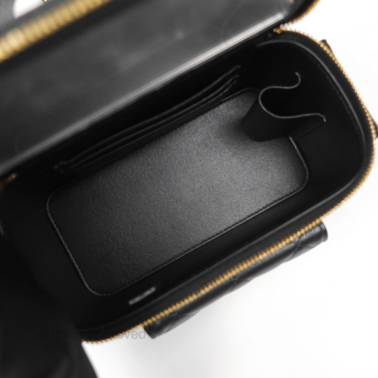 Chanel Cargo Pocket Top Handle Vanity with Chain Black Caviar Gold Hardware