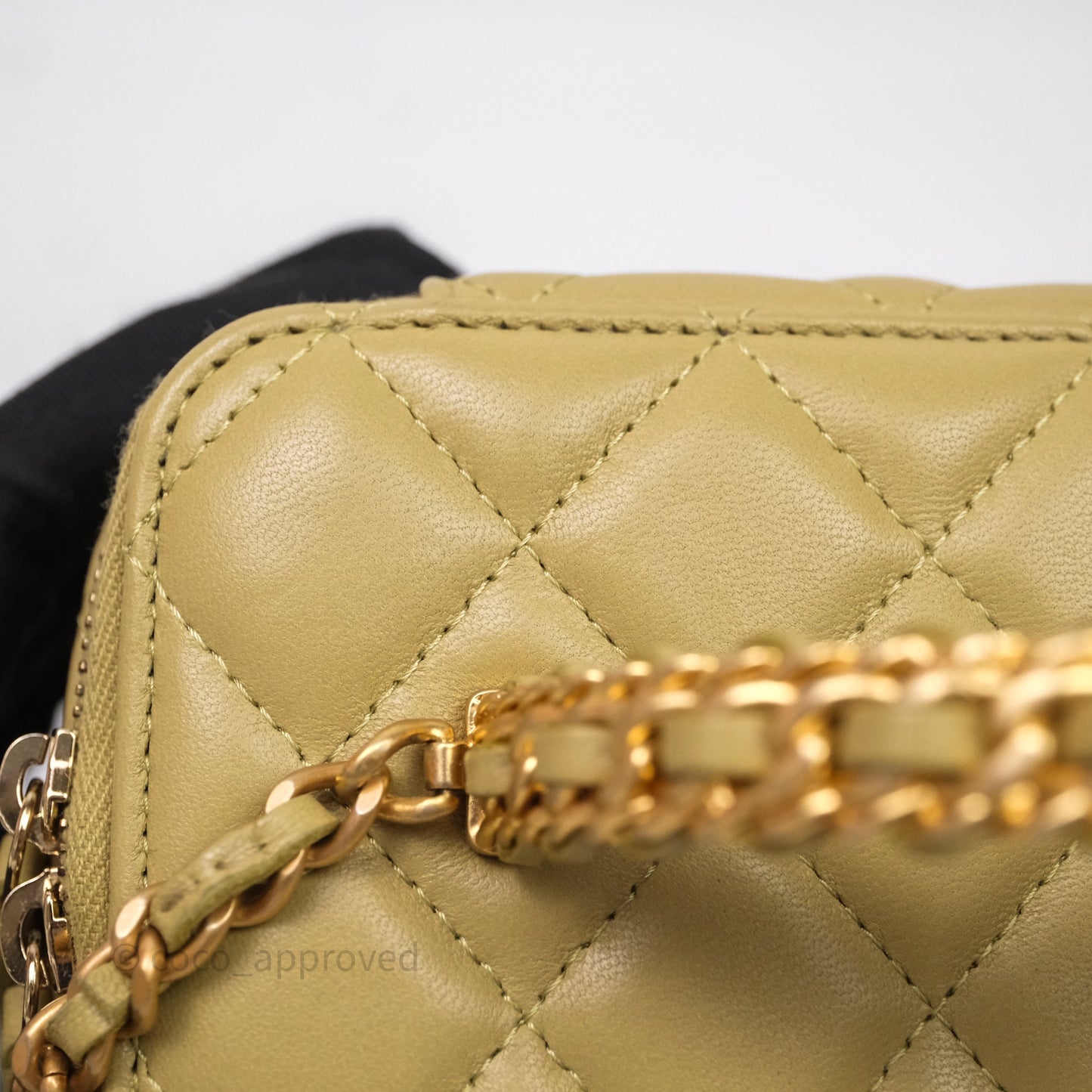 Chanel Top Handle Vanity with Chain Olive Green Lambskin Aged Gold Hardware