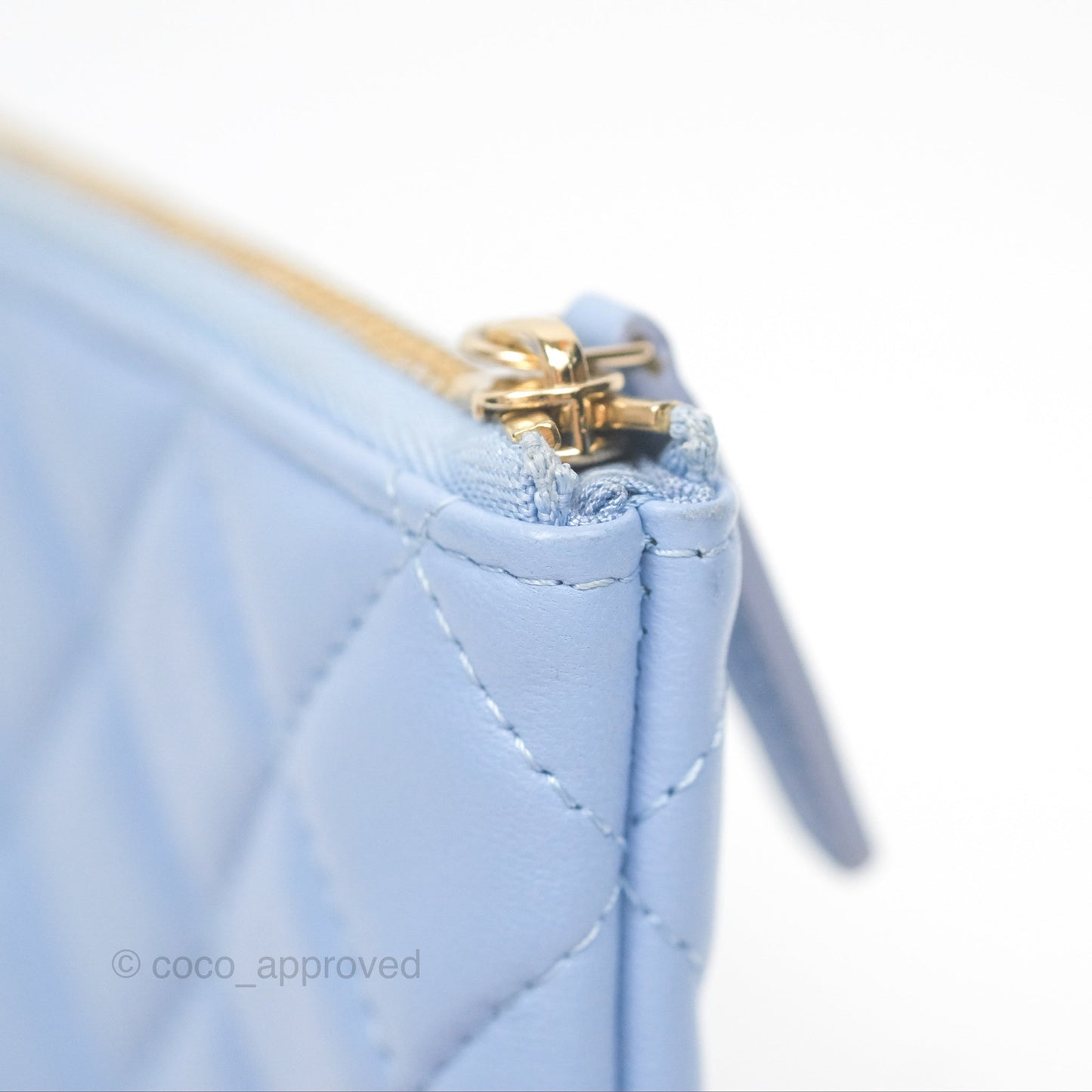Chanel Quilted Mini O Case Blue Lambskin Gold Hardware
