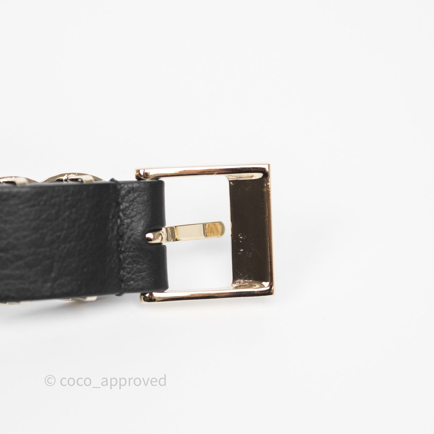 Chanel CC Woven Chain Black Leather Belt Gold Hardware 22C