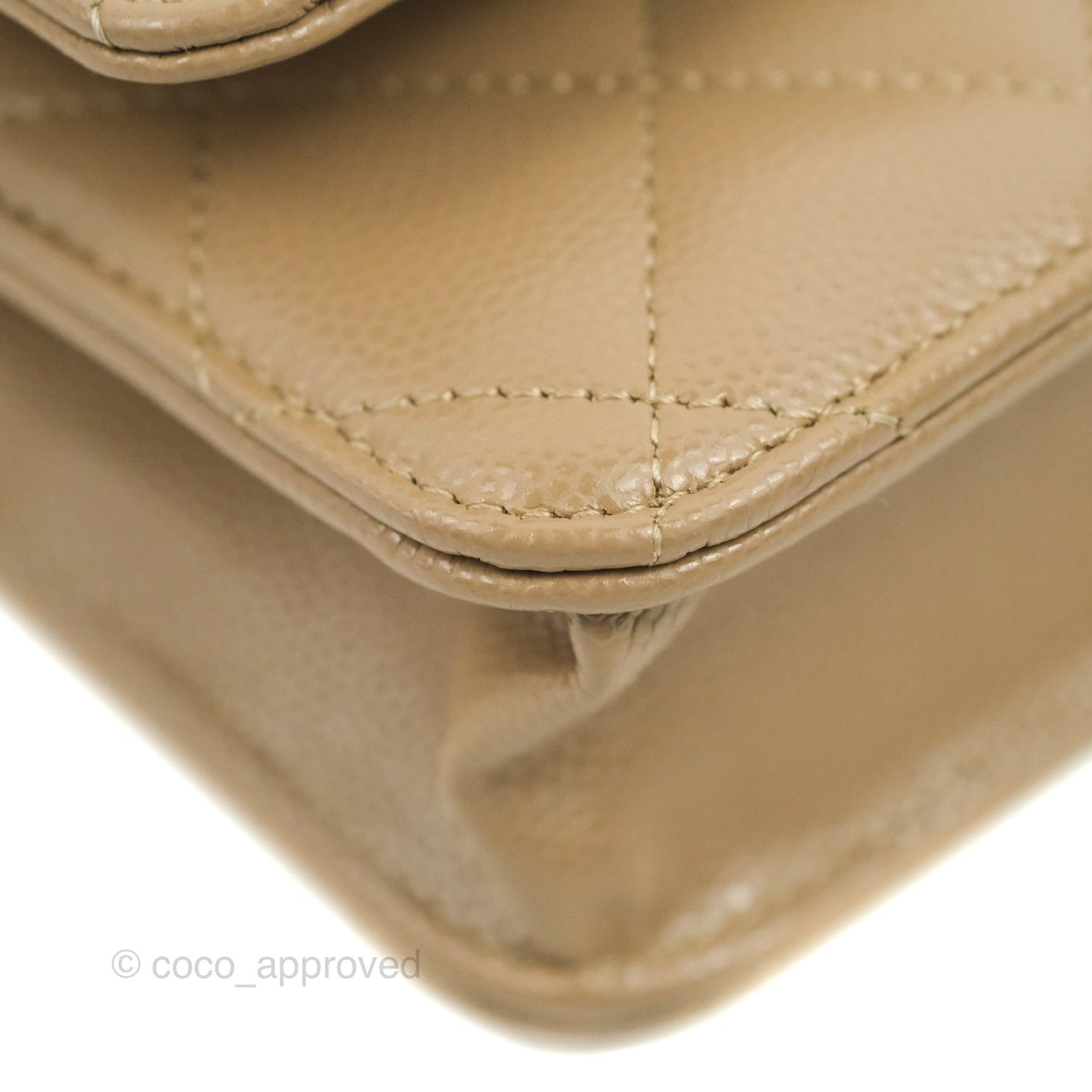 Chanel Quilted Classic Wallet on Chain WOC Dark Beige Caviar Gold Hardware