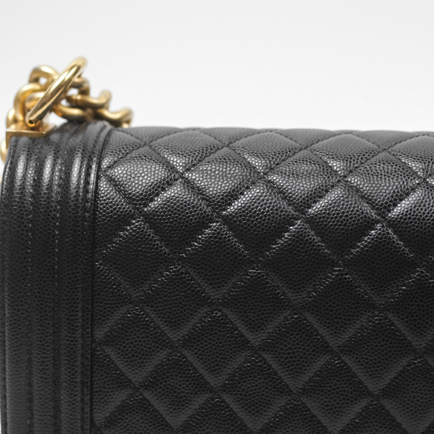 Chanel Medium Boy Quilted Black Caviar Aged Gold Hardware