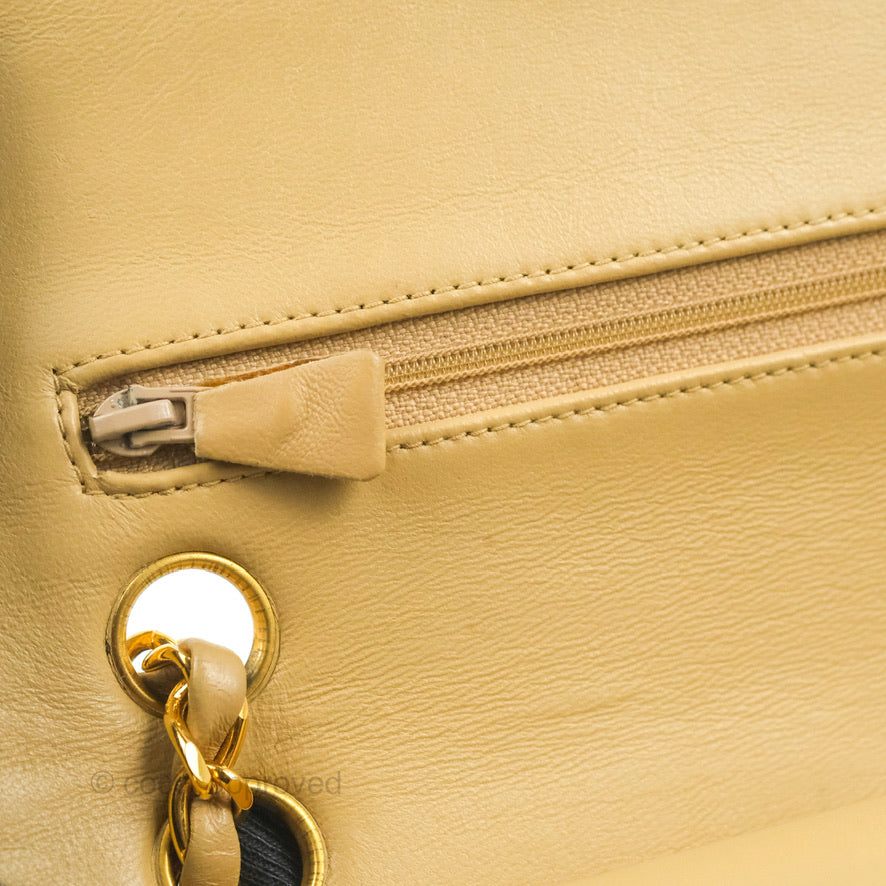 Chanel Classic Vintage Small Flap Dark Beige Lambskin 24K Gold Hardware