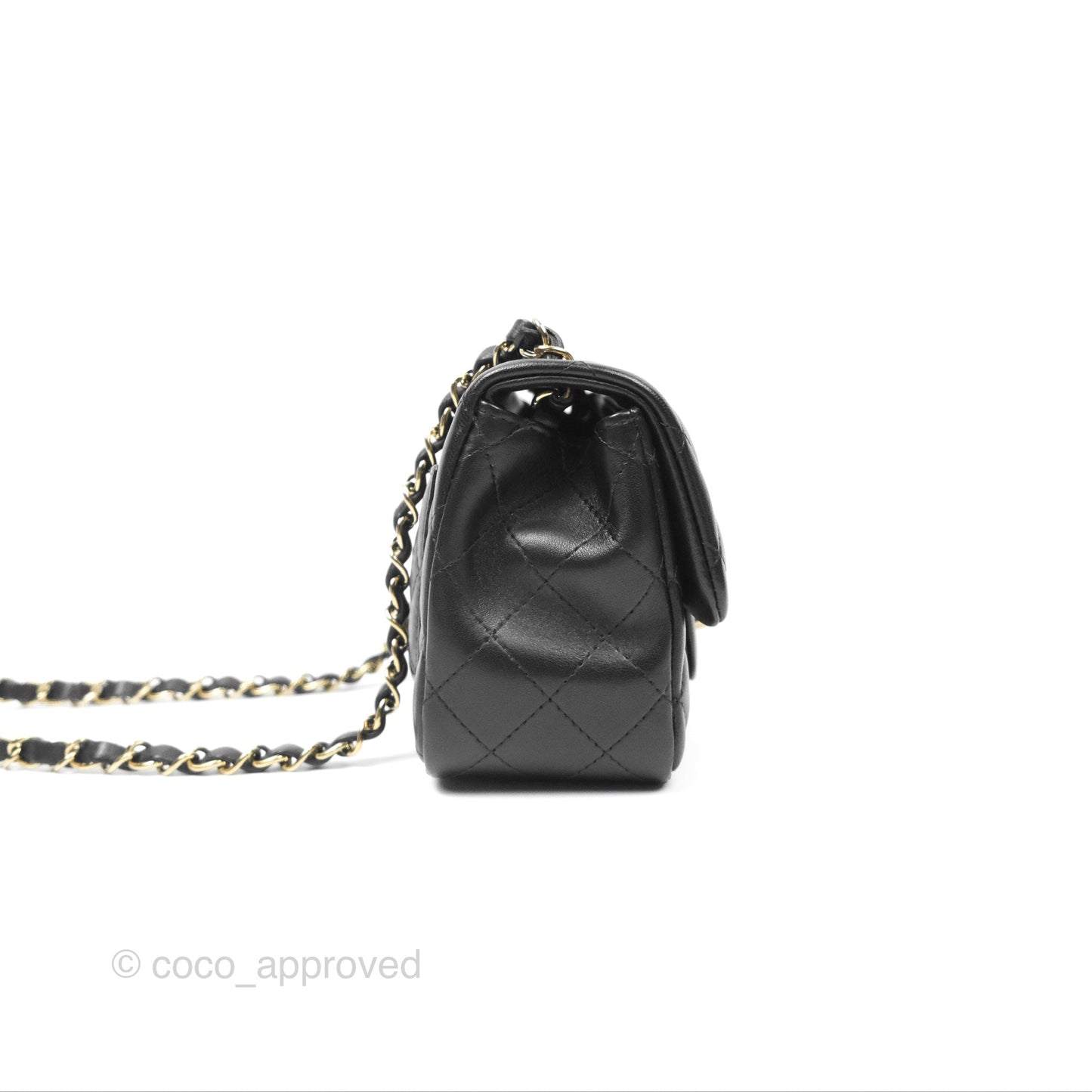 Chanel Mini Square Flap Bag Quilted Black Lambskin Gold Hardware