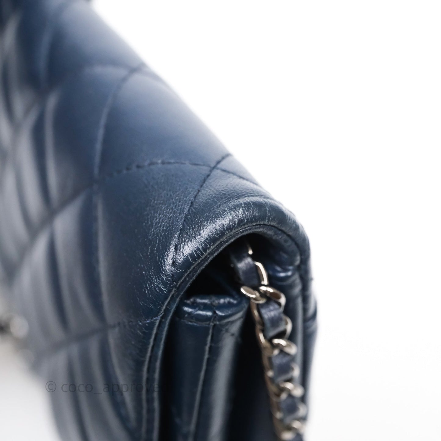 Chanel Quilted Clutch with Chain Lambskin Navy Gun Metal Hardware