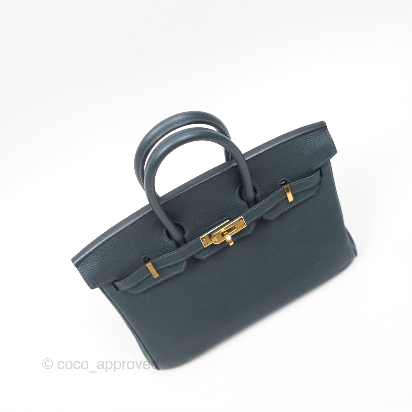 Hermès Birkin 25 Retourne Vert Rousseau V0 Togo Gold Hardware