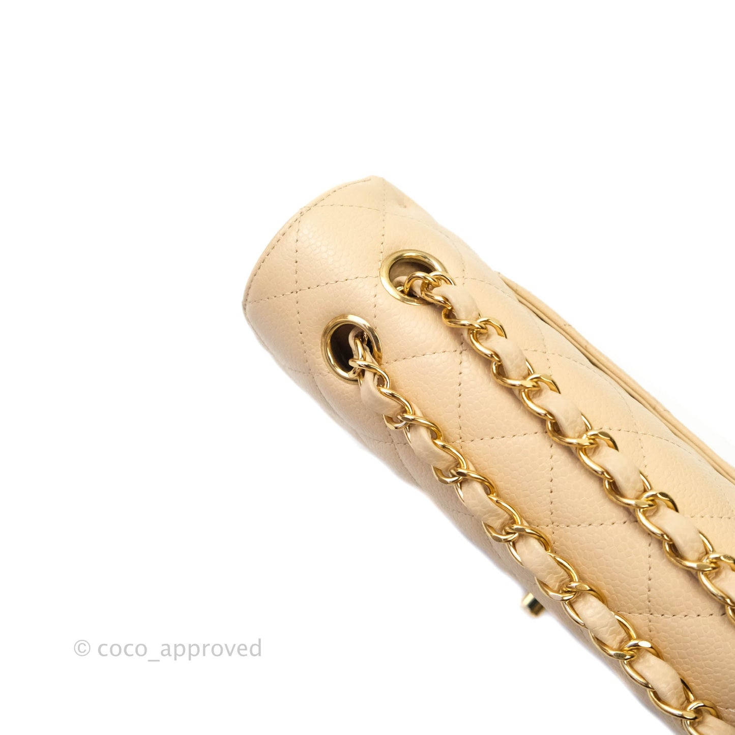 Chanel M/L Medium Double Flap Bag Beige Caviar Gold Hardware