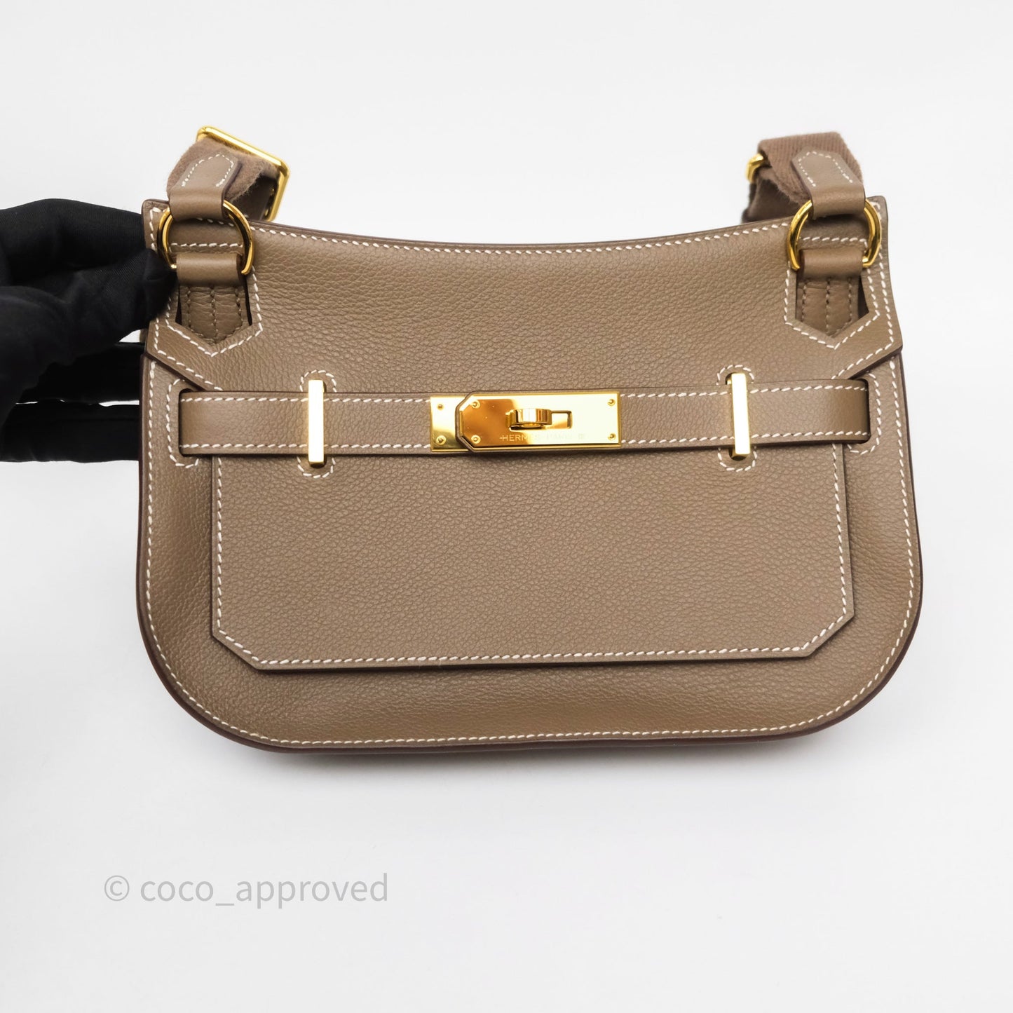 Hermès Mini Jypsiere Etoupe 18 Evercolor Gold Hardware