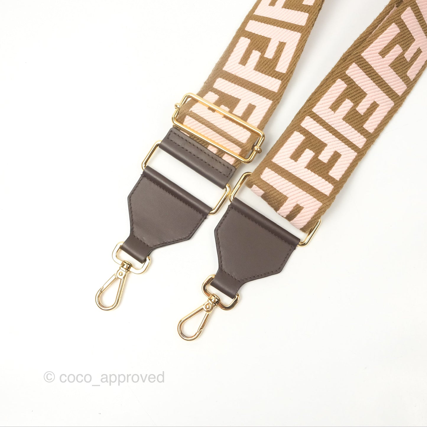 Fendi Strap You Shoulder Strap Pink Brown FF Jacquard
