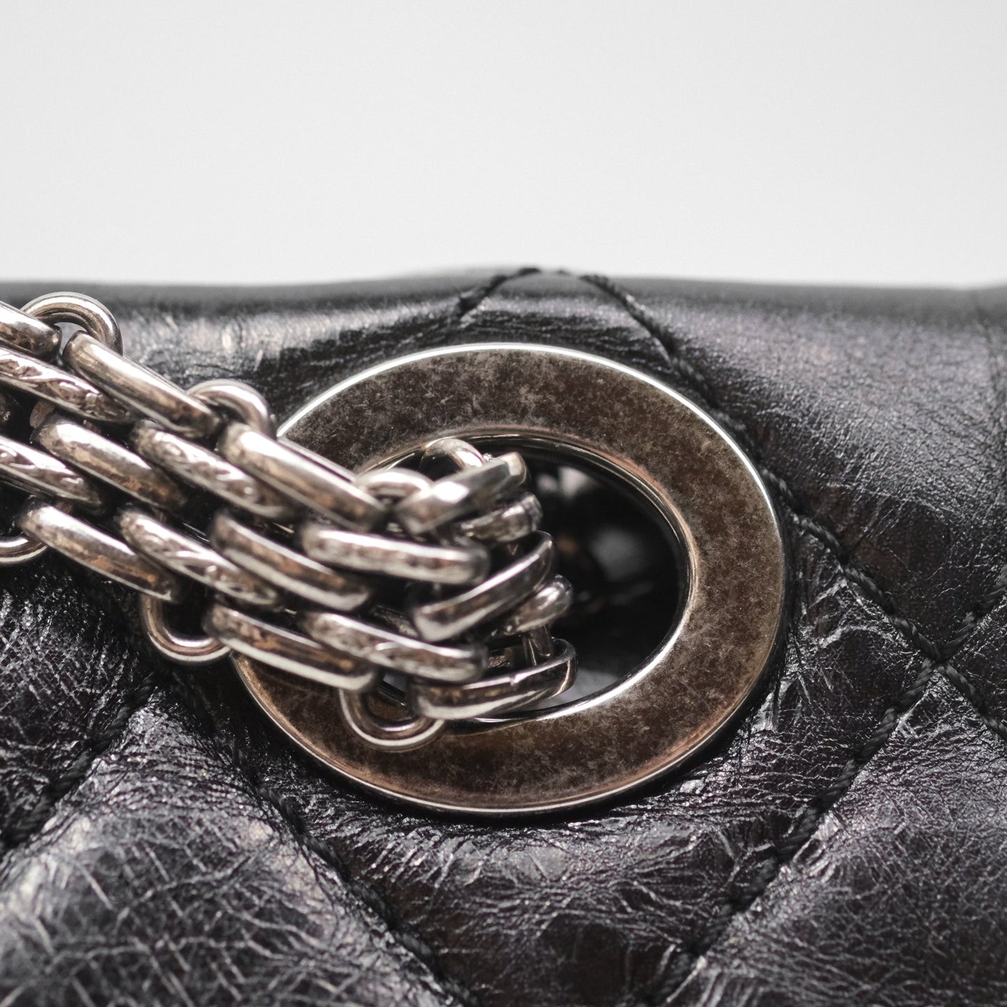 Chanel 228 Reissue Flap Quilted Black Crumpled Calfskin Ruthenium Hardware