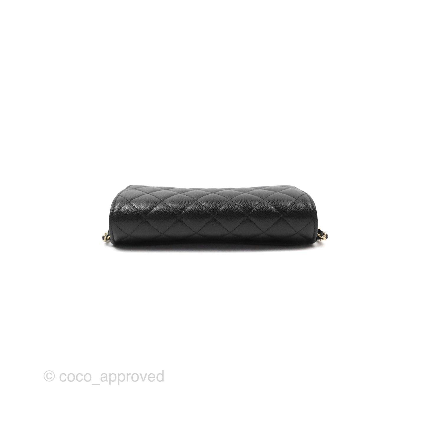 Chanel Quilted Glasses Case With Chain Black Caviar Gold Hardware