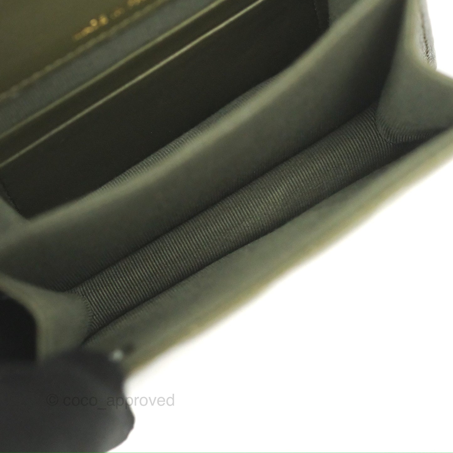 Chanel Top Handle Clutch With Chain Army Green Lambskin Aged Gold Hardware