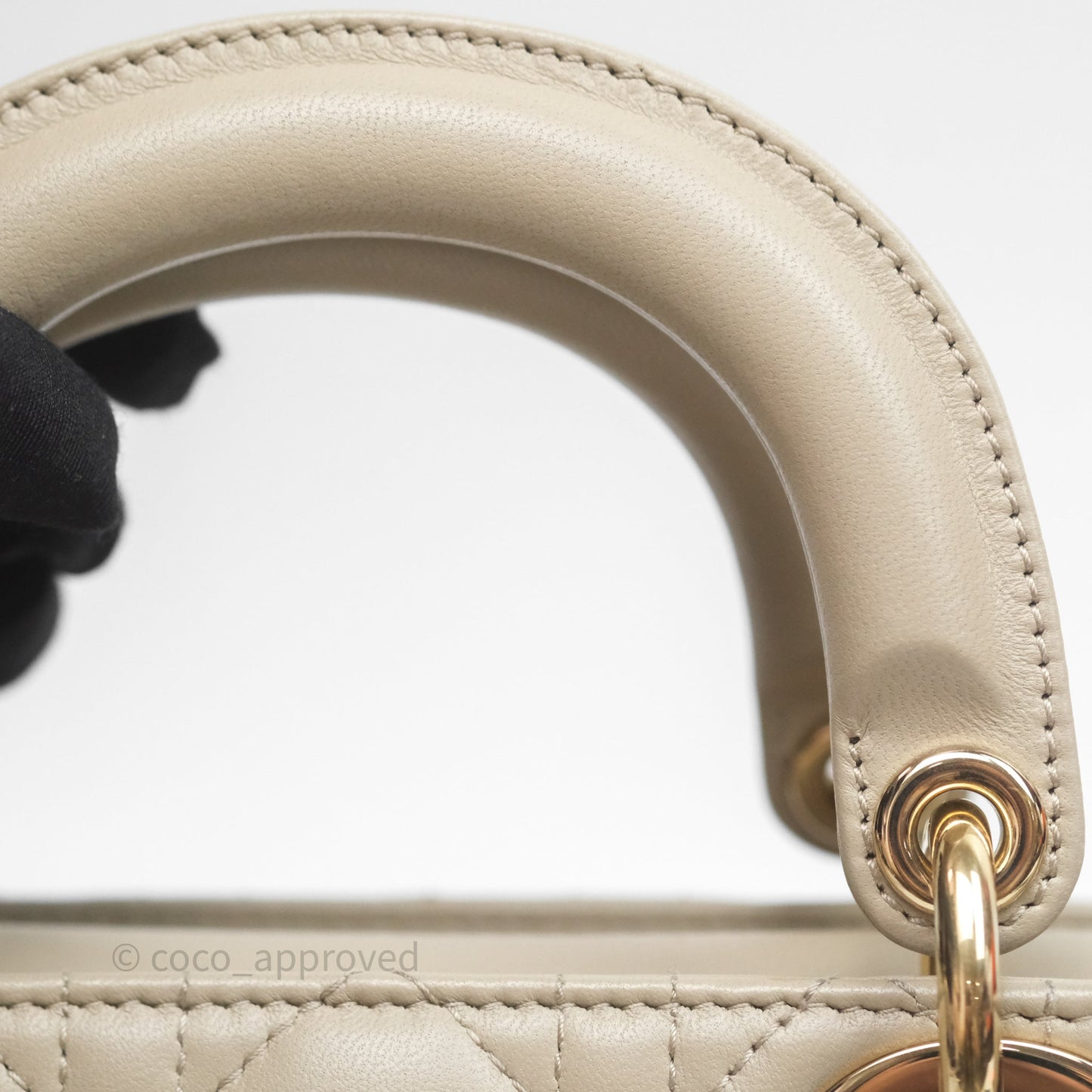 Dior Medium Lady D-Joy Bag Sand Lambskin Cannage Gold Hardware