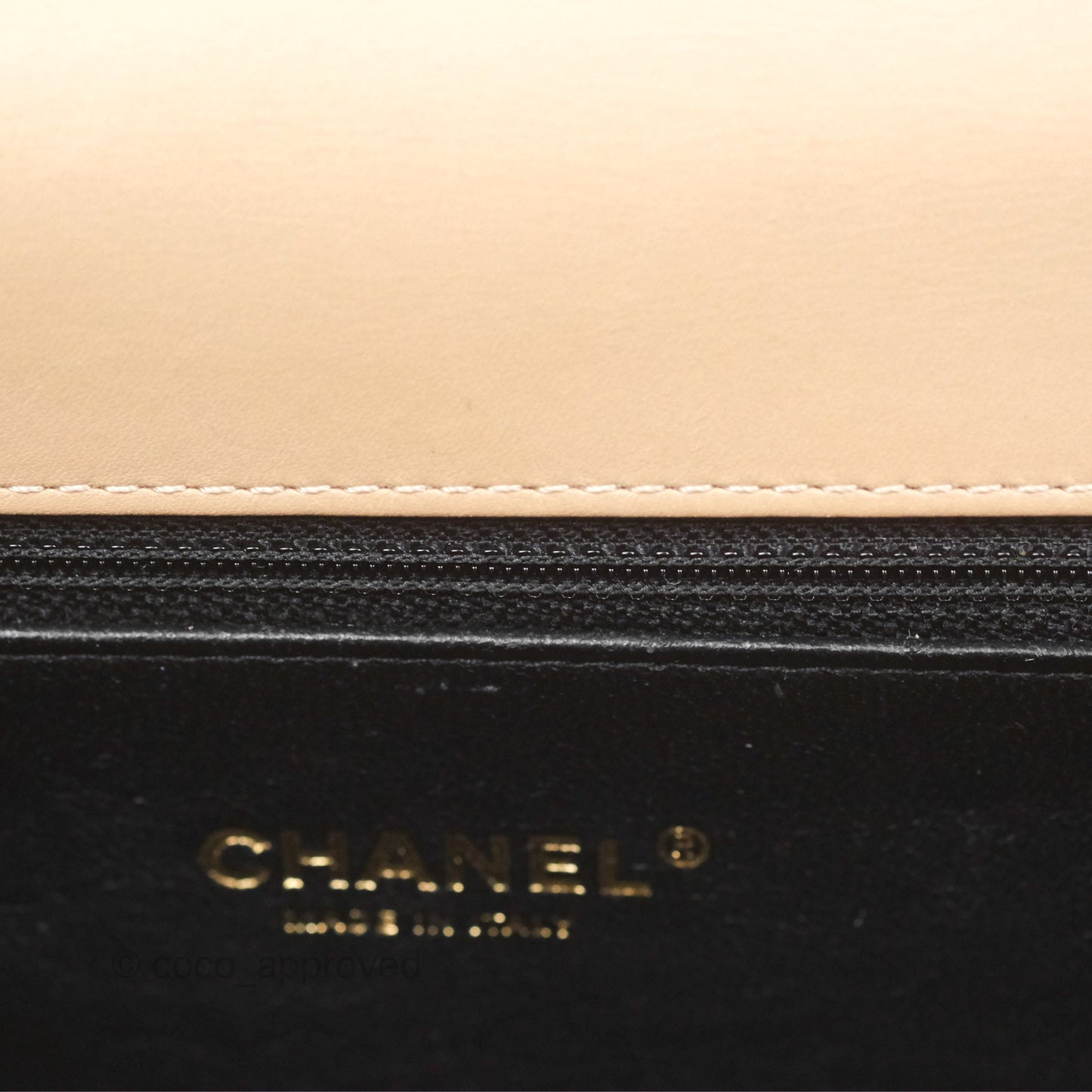 Chanel Quilted Medium CC Filigree Flap Beige Black Caviar
