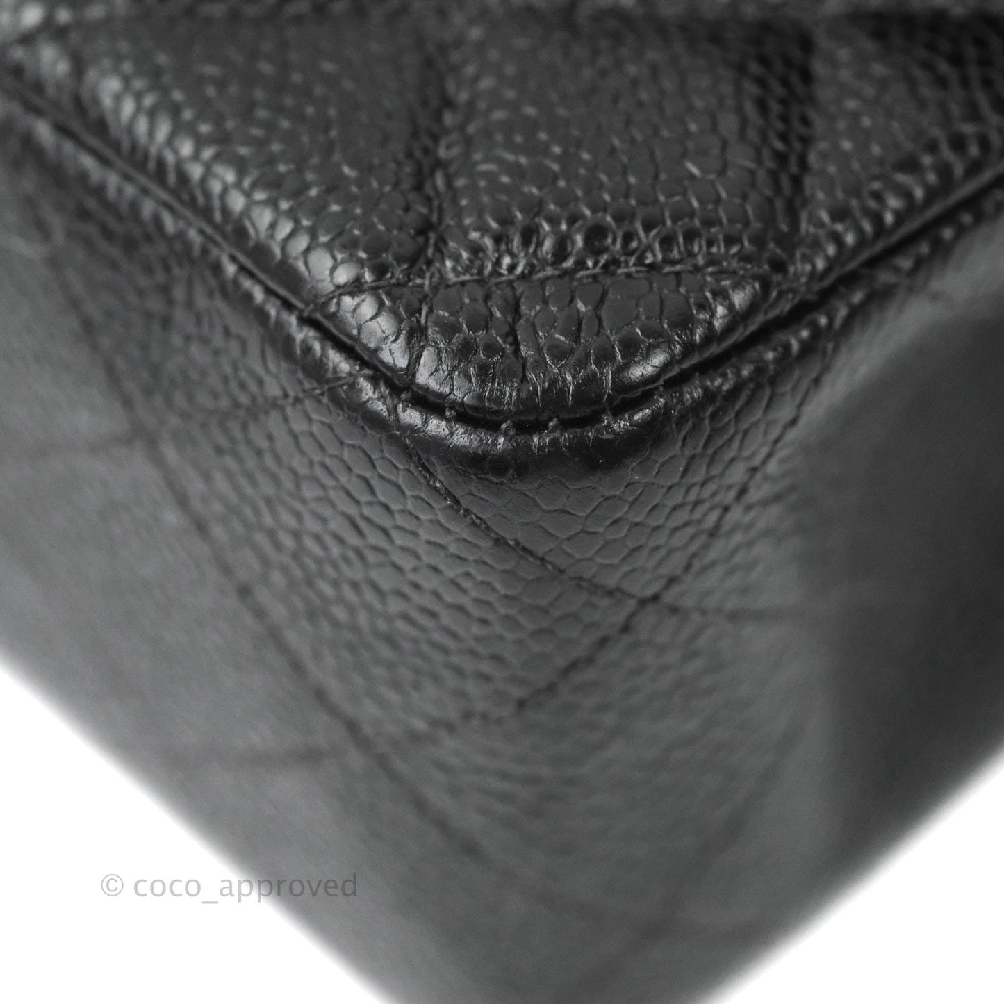 Chanel Vintage Quilted M/L Medium Double Flap Black Caviar 24K Gold Hardware