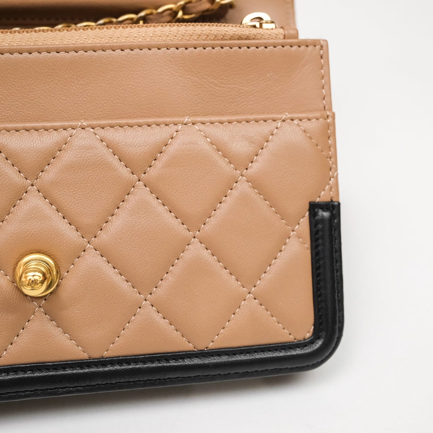Chanel Quilted Medium Elegant CC Flap Beige Lambskin Gold Hardware