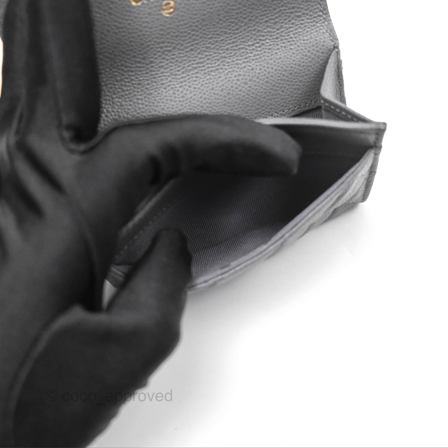 Chanel Classic Flap Card Holder Dark Grey Caviar Gold Hardware