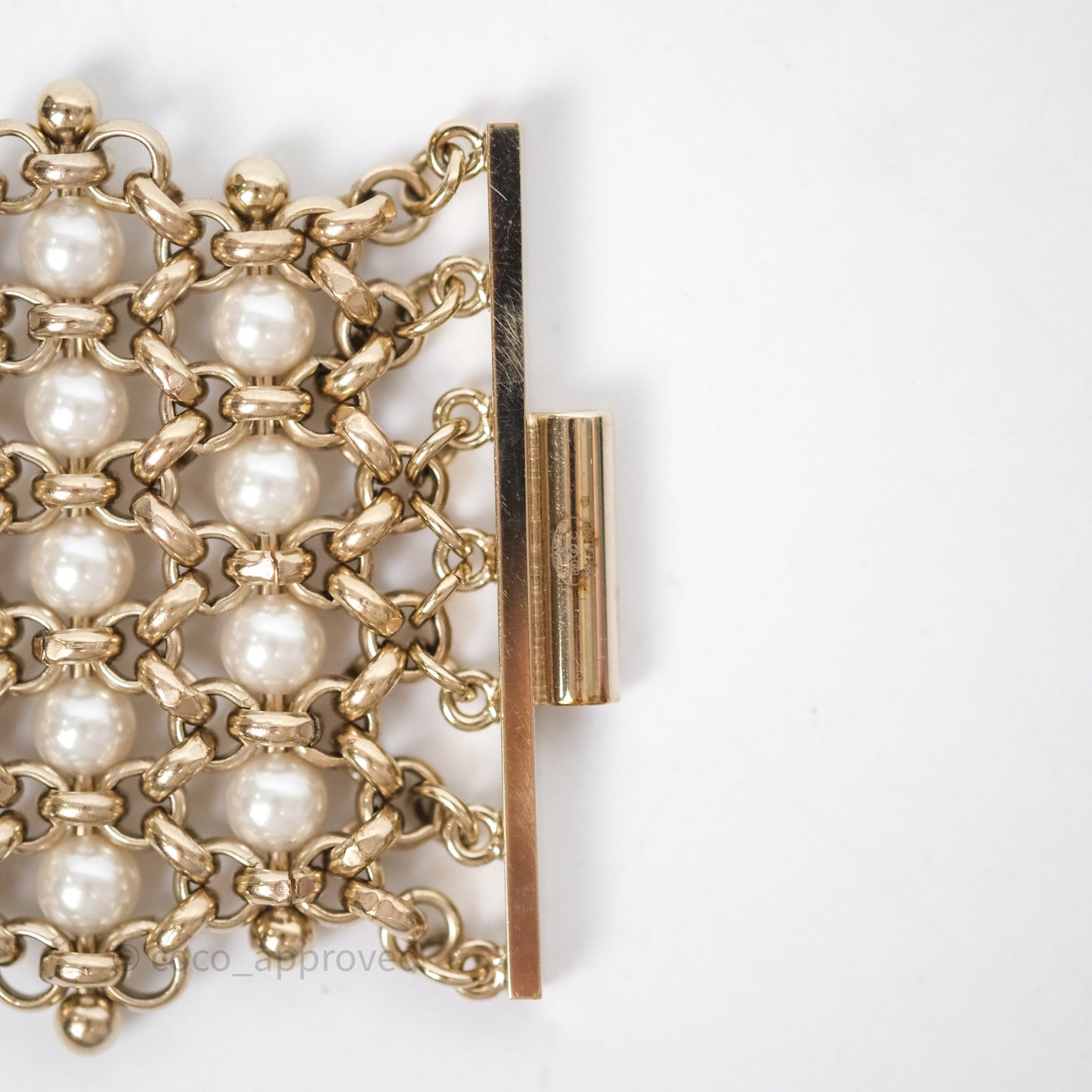 Chanel CC Pearl Bracelet Gold Tone 20C