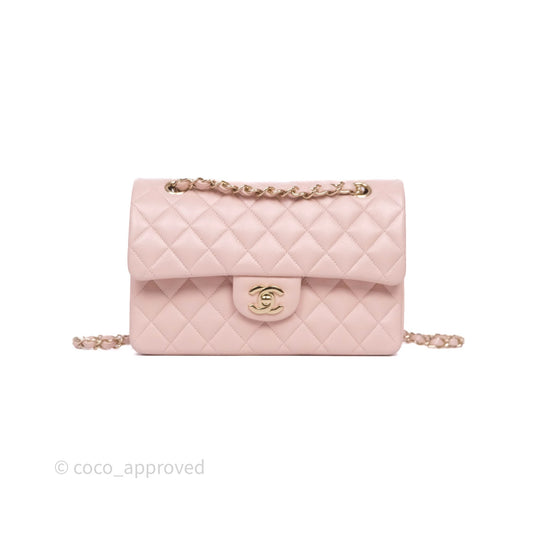 Chanel Small Classic Flap Quilted Light Pink Caviar Gold Hardware