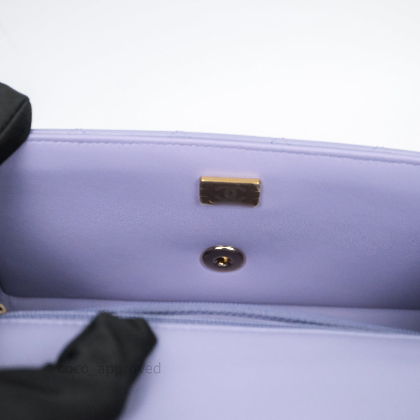 Chanel Top Handle Mini Rectangular Flap Purple Lambskin Gold Hardware